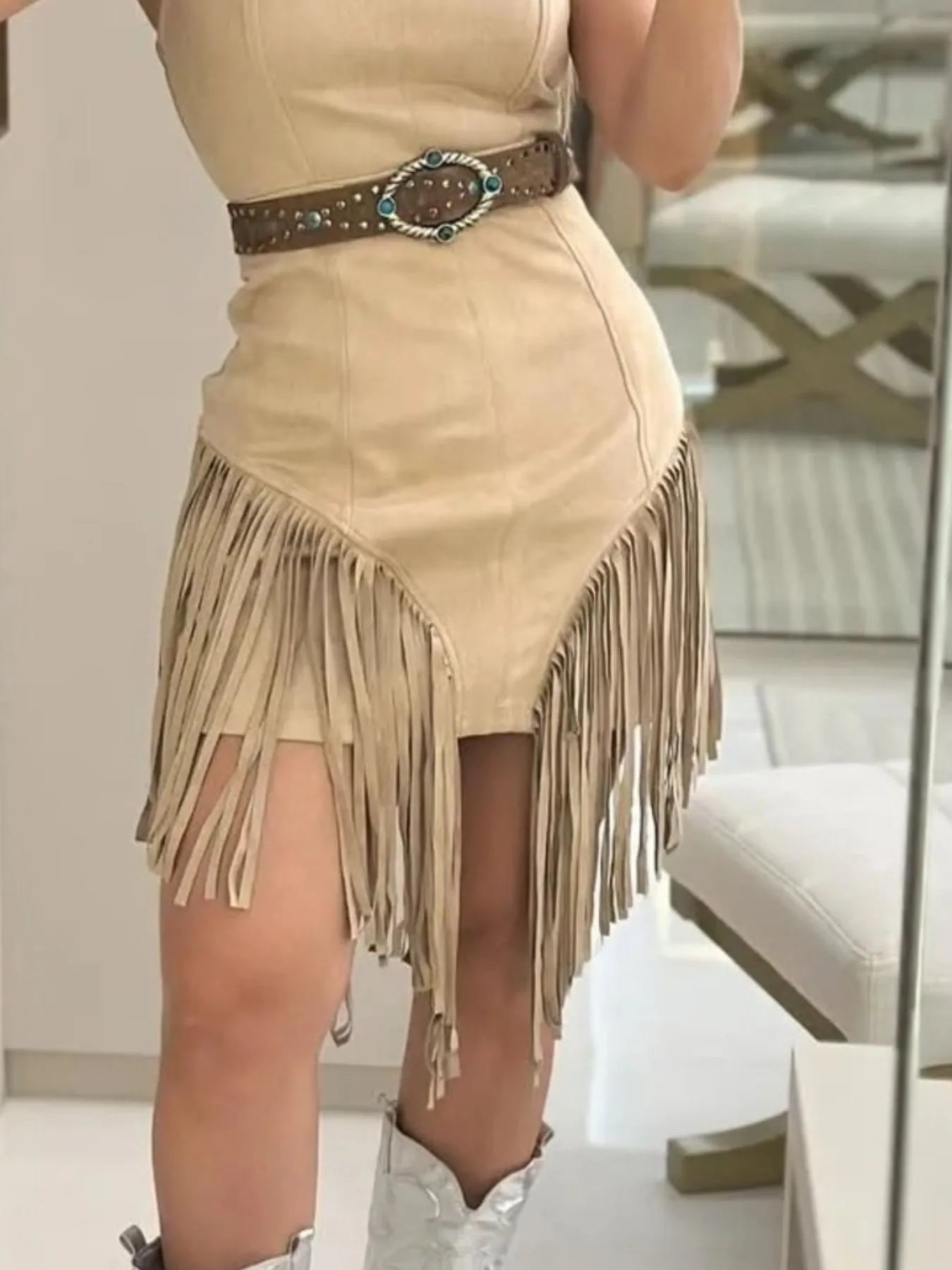 Fringe Square Neck Bodycon Mini Dress - Flip Flop Dynasty