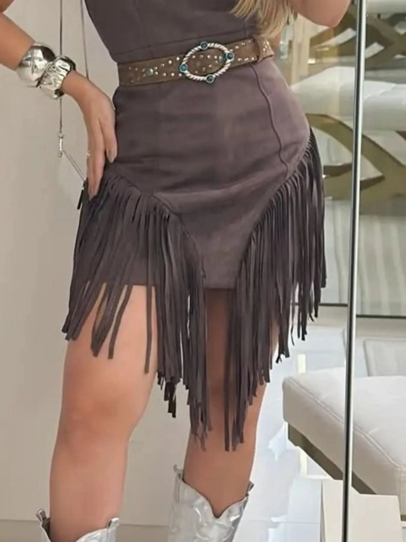 Fringe Square Neck Bodycon Mini Dress - Flip Flop Dynasty