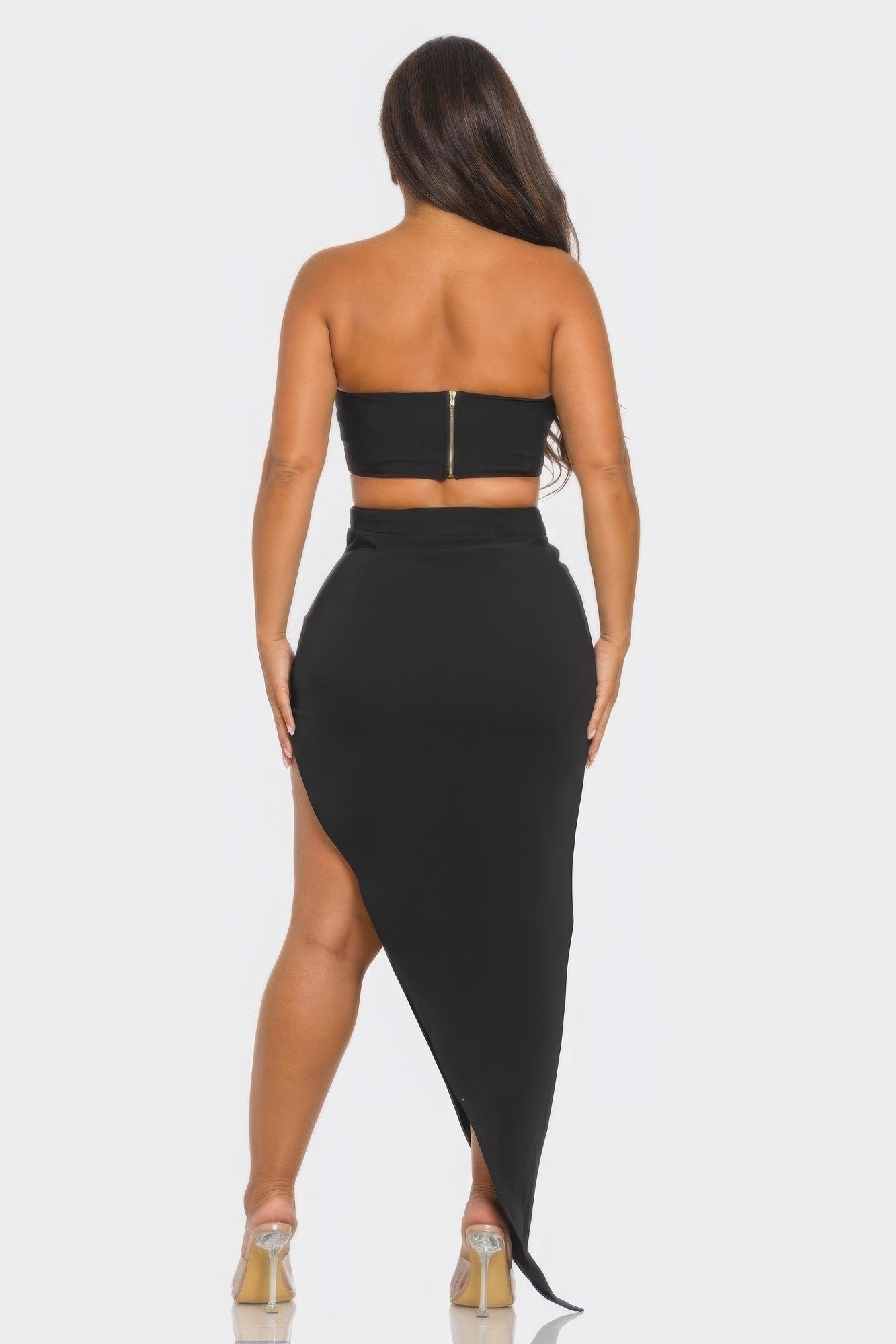 Front Eyelet Buckle Belt Top And Skirt Set - Flip Flop Dynasty