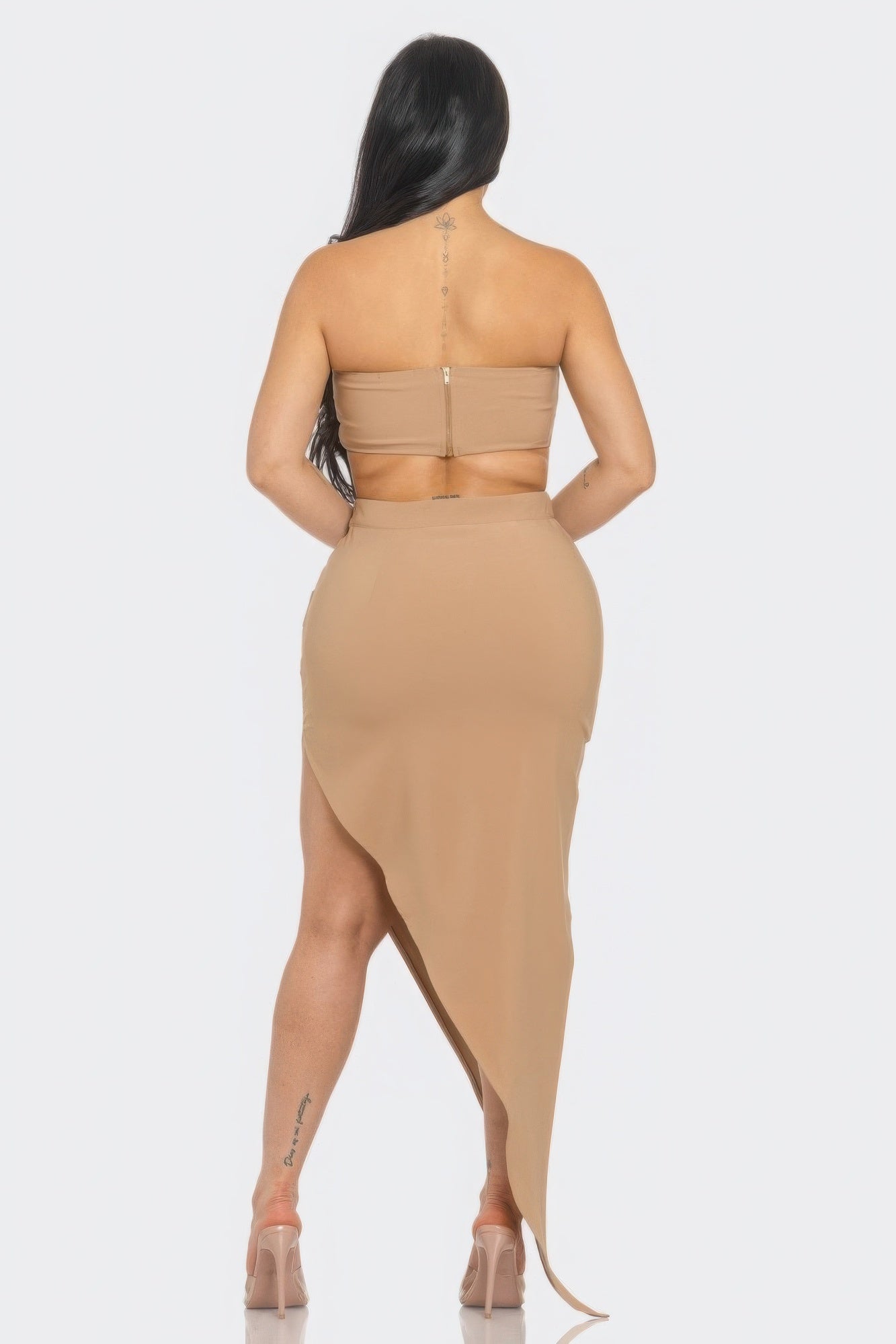 Front Eyelet Buckle Belt Top And Skirt Set - Flip Flop Dynasty