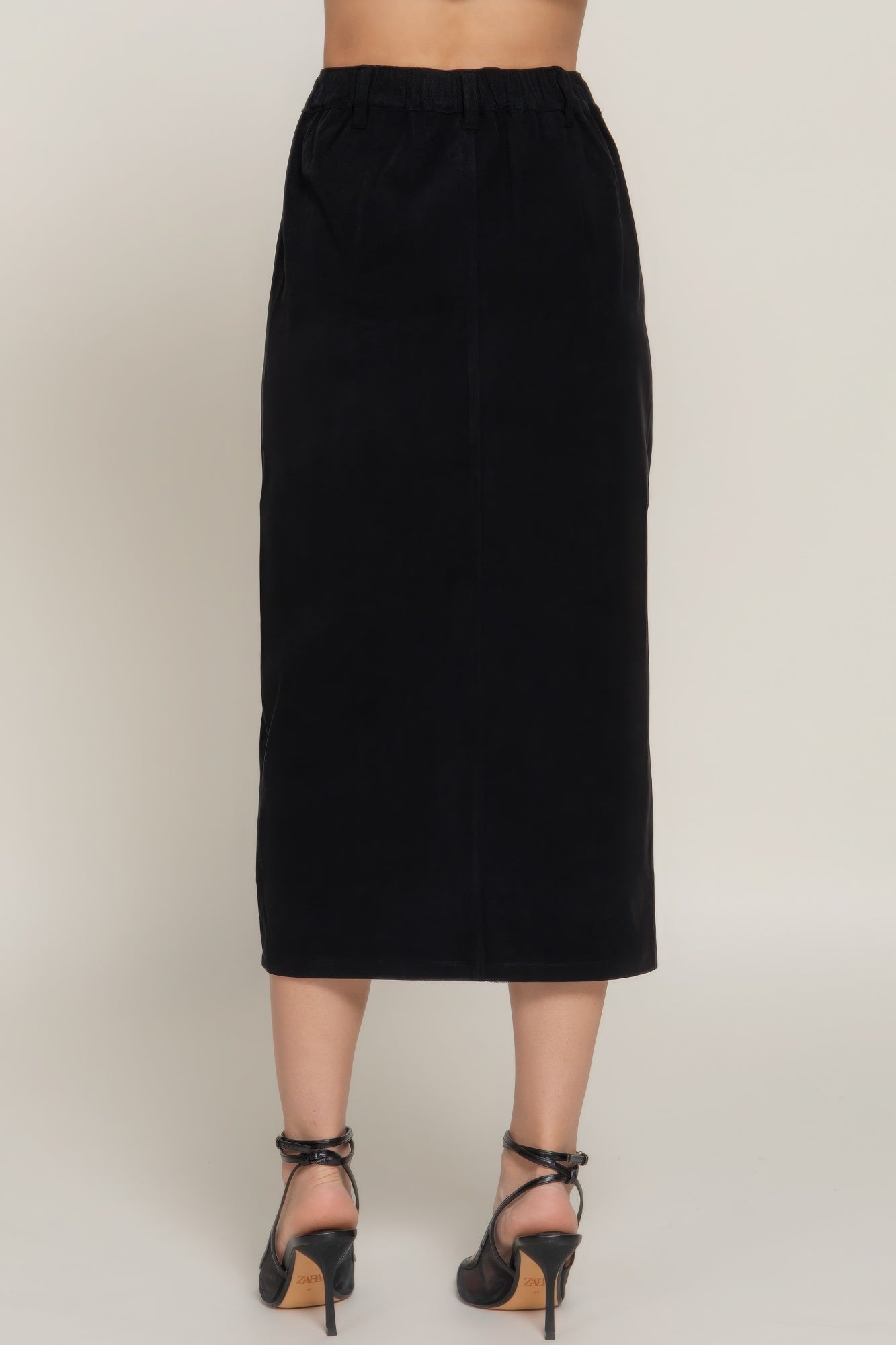 Front Open Slit Corduroy Midi Skirt - Flip Flop Dynasty