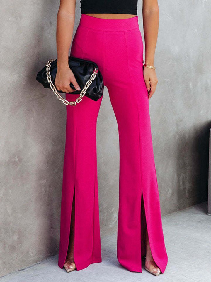 Front Slit Flare Leg Pants - Flip Flop Dynasty