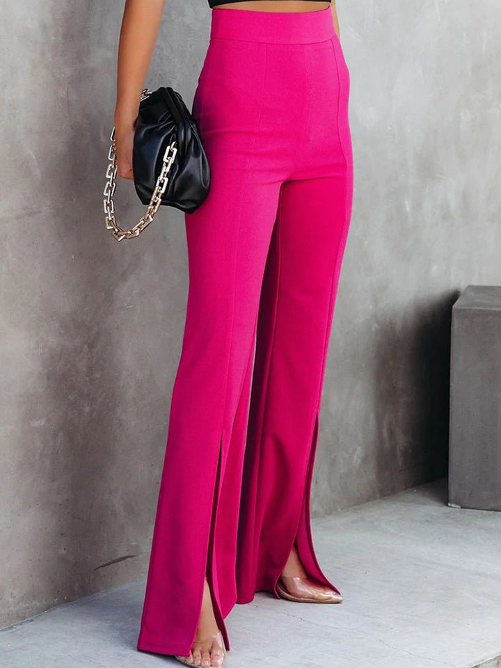 Front Slit Flare Leg Pants - Flip Flop Dynasty