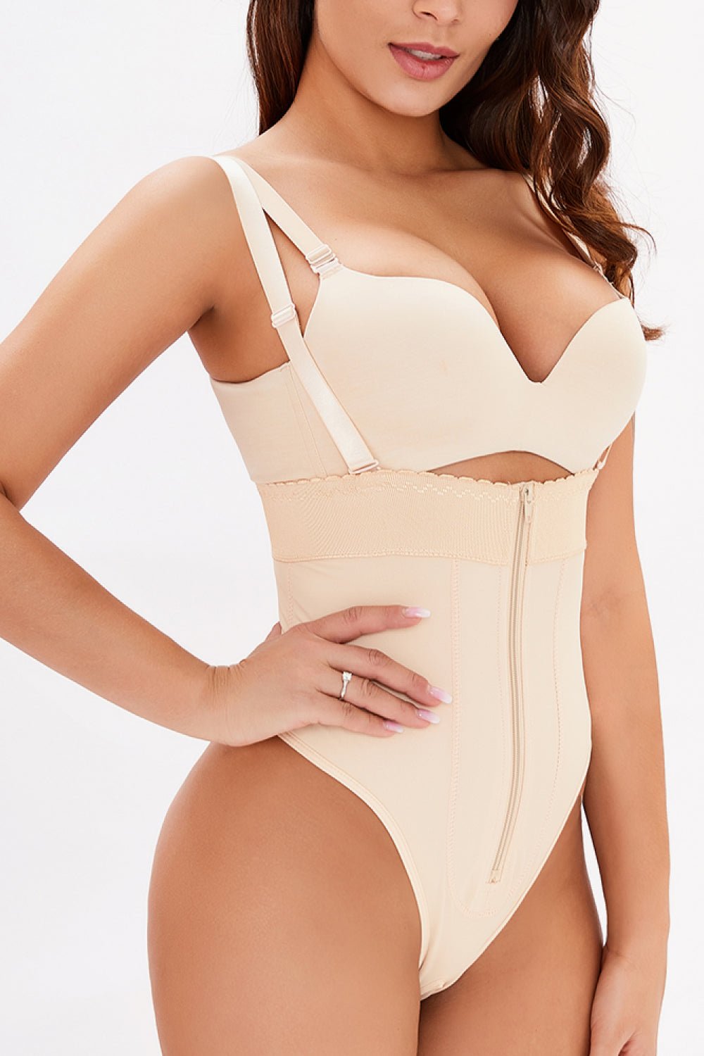 Full Size Adjustable Strap Zip - Up Shaping Bodysuit - Flip Flop Dynasty