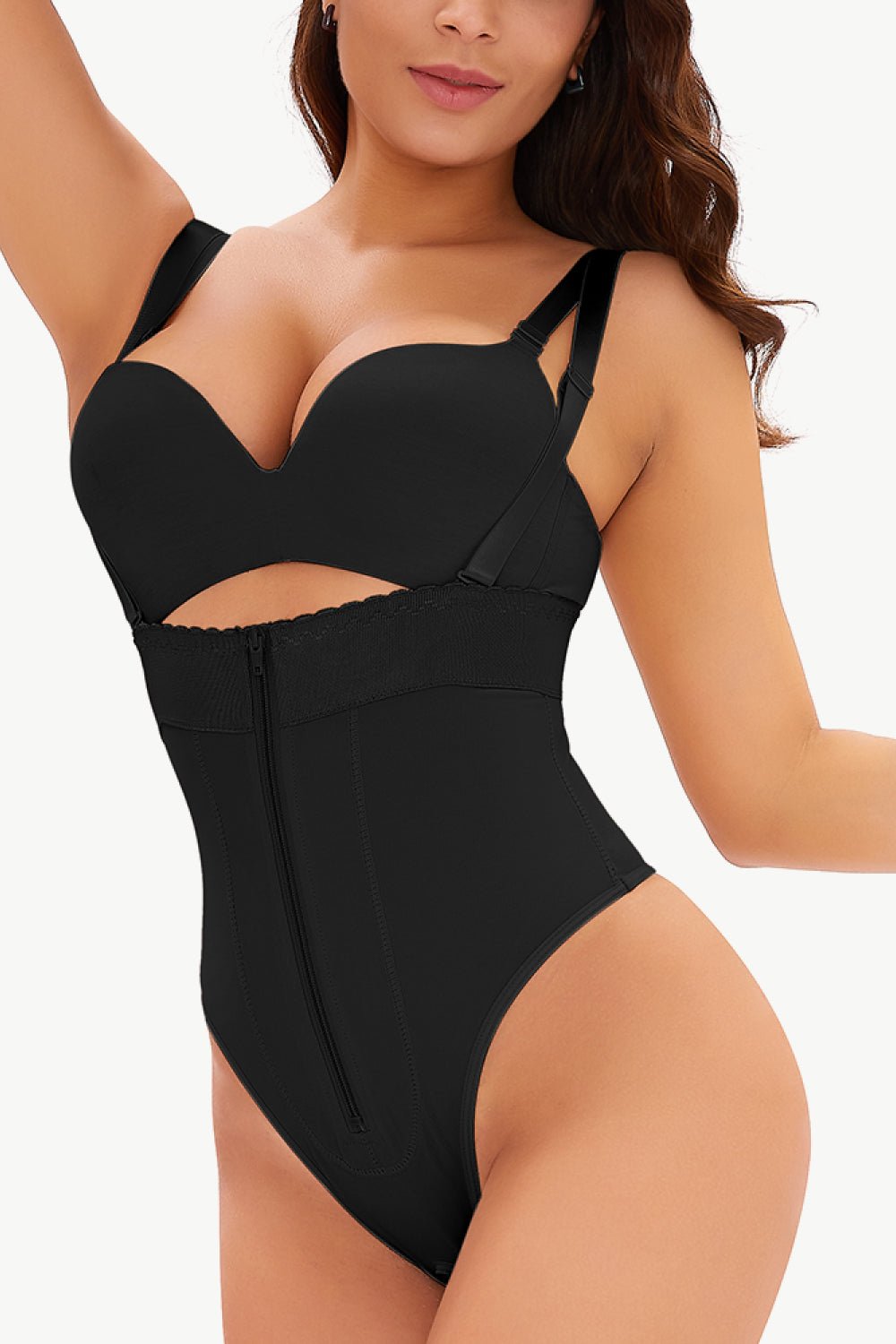Full Size Adjustable Strap Zip - Up Shaping Bodysuit - Flip Flop Dynasty