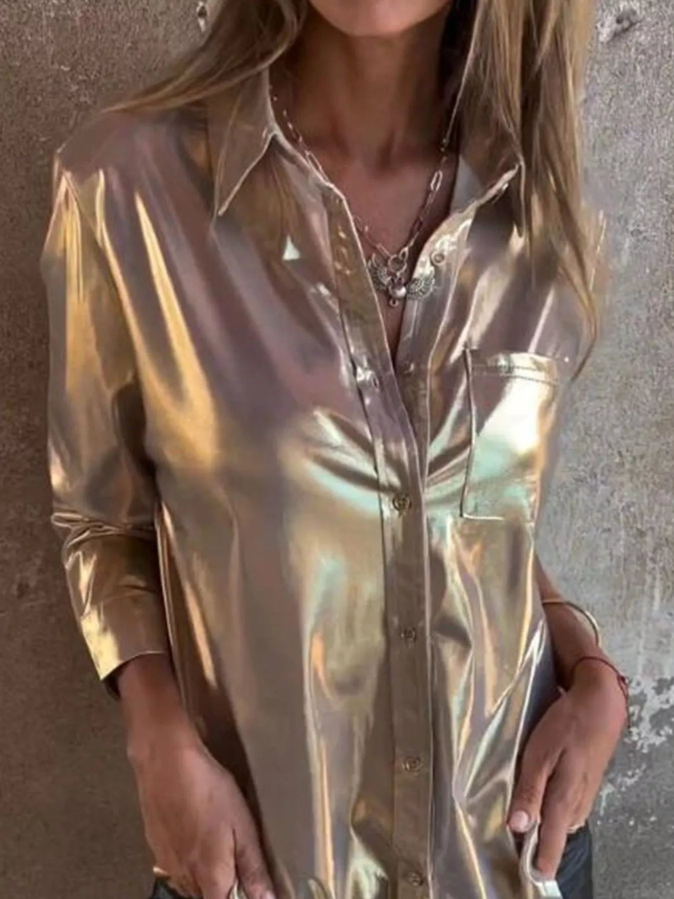 Full Size Button - Down Long Sleeve Shirt Plus Size - Flip Flop Dynasty