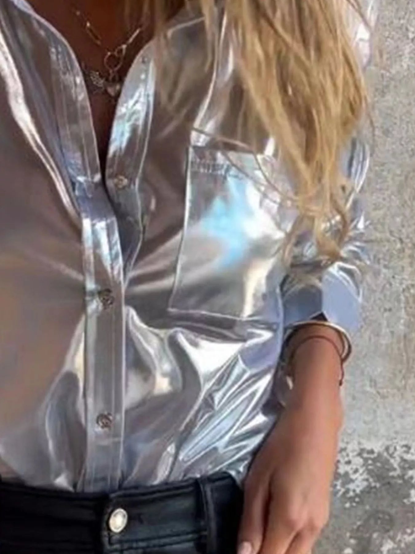 Full Size Button - Down Long Sleeve Shirt Plus Size - Flip Flop Dynasty