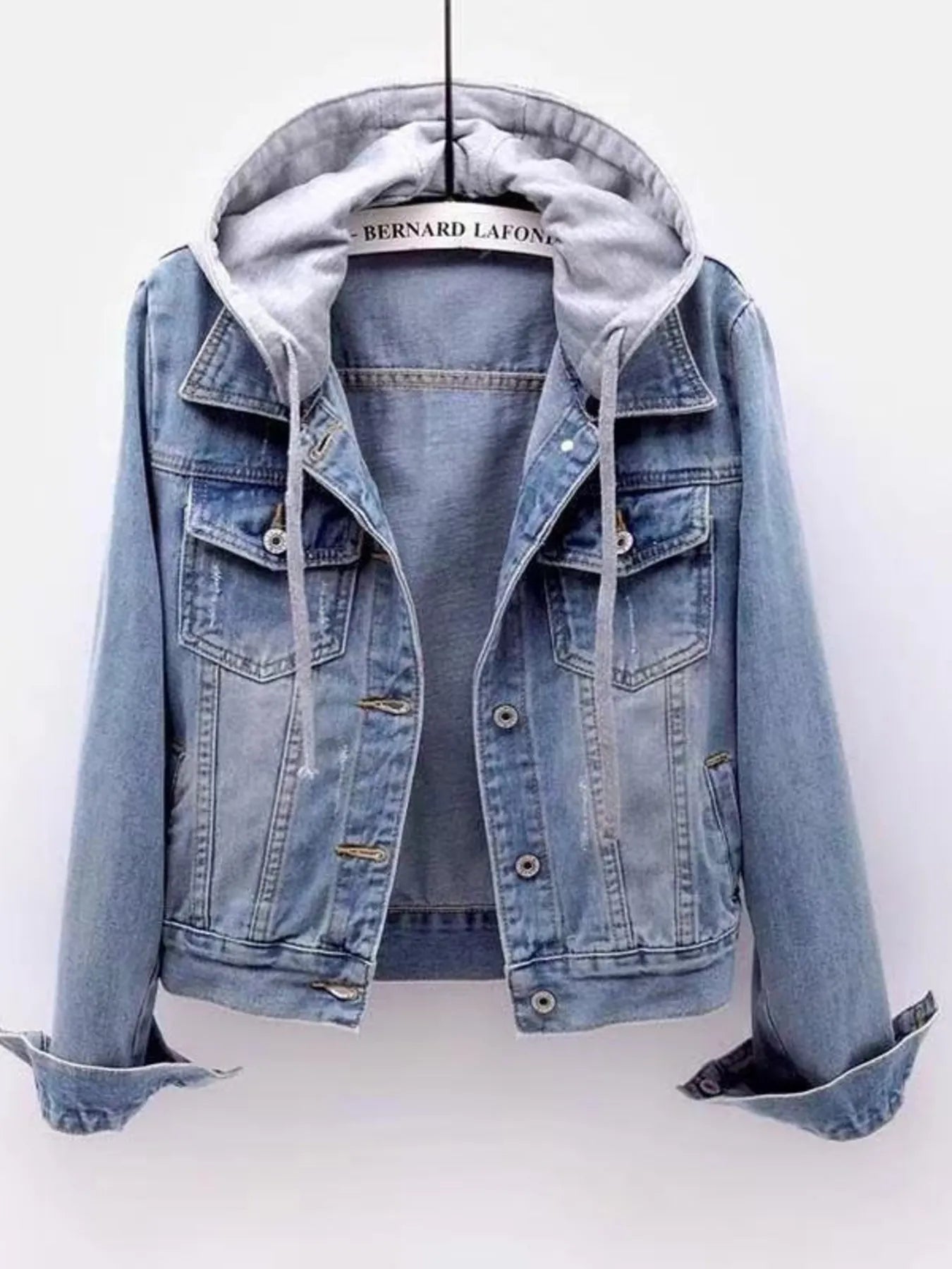 Full Size Button Up Drawstring Hooded Denim Jacket Plus Size - Flip Flop Dynasty