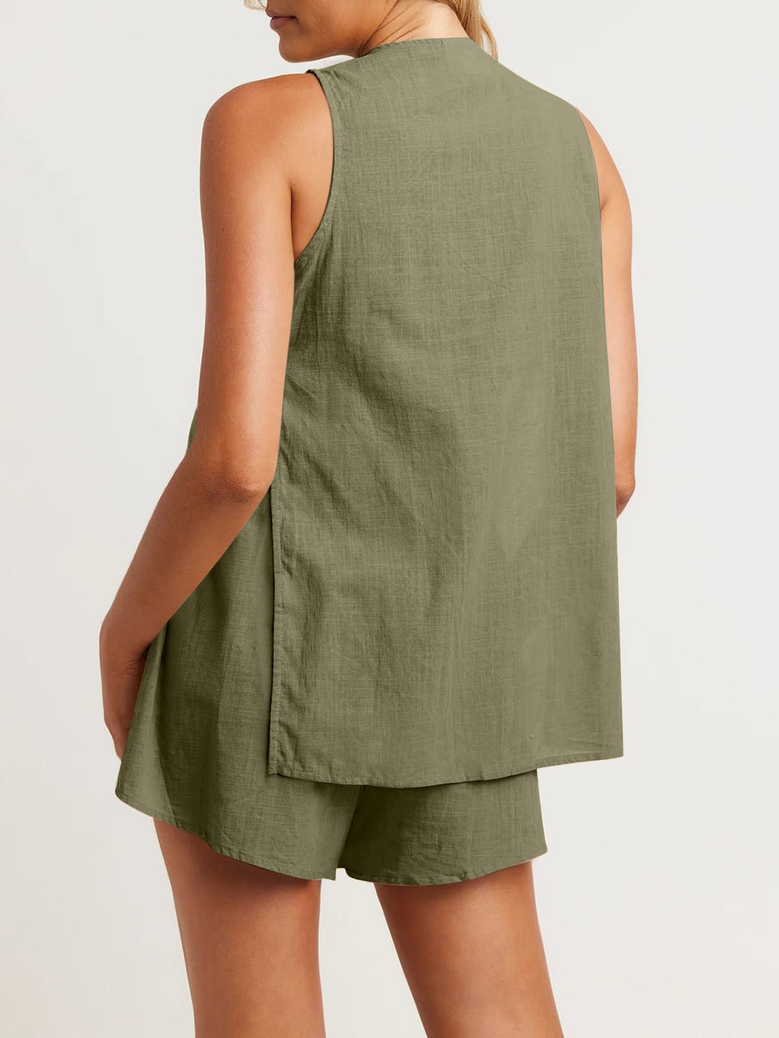 Full Size Button Up Top and Shorts Set - Flip Flop Dynasty