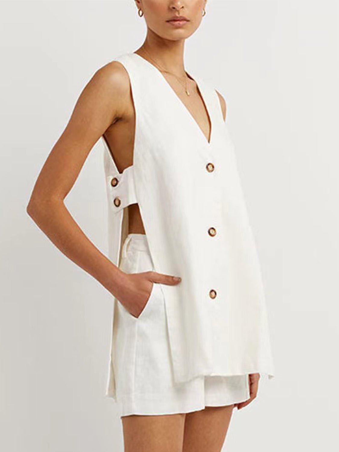 Full Size Button Up Top and Shorts Set - Flip Flop Dynasty