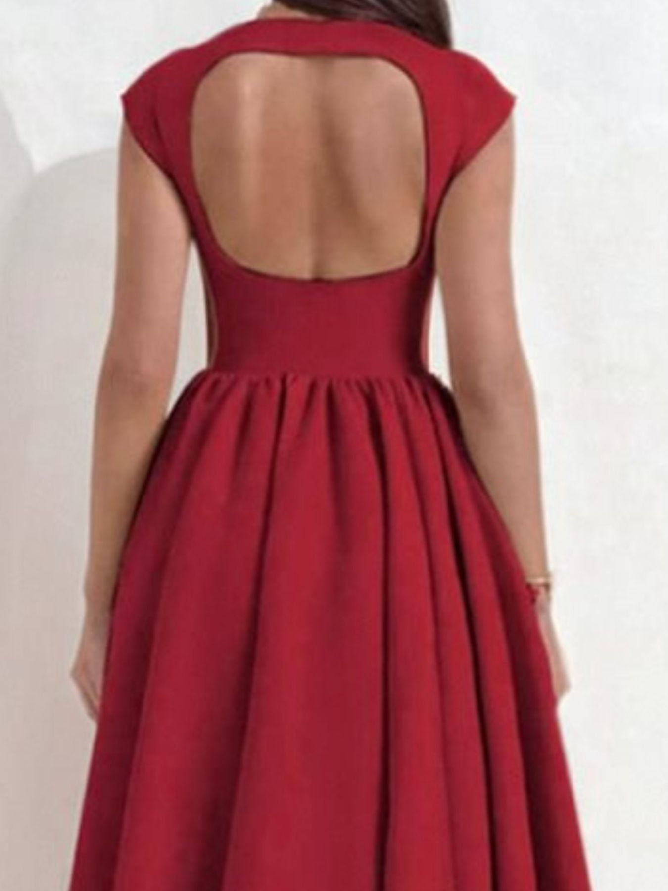 Full Size Cap Sleeve A - Line Midi Dress Plus Size - Flip Flop Dynasty