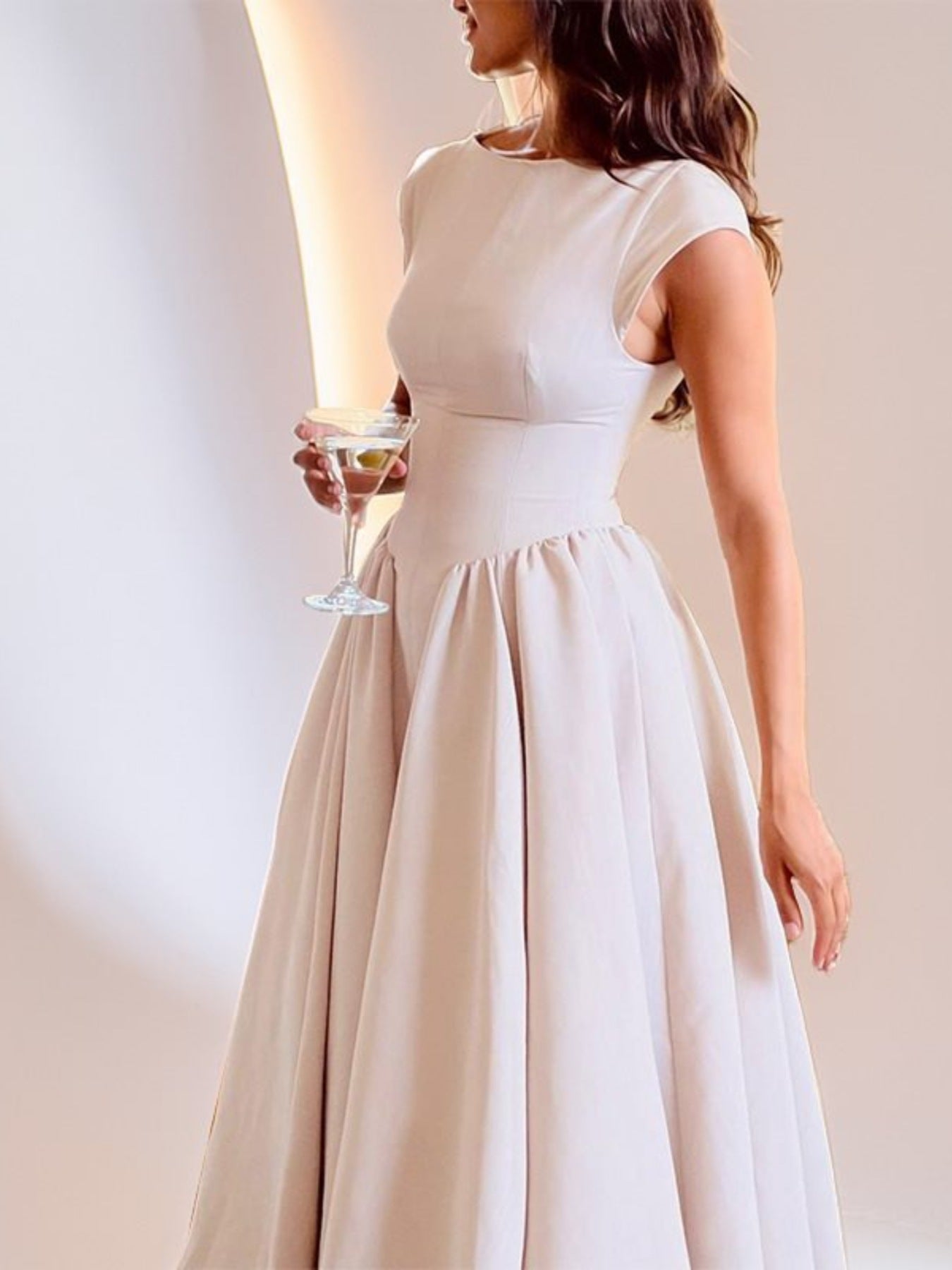 Full Size Cap Sleeve A - Line Midi Dress Plus Size - Flip Flop Dynasty