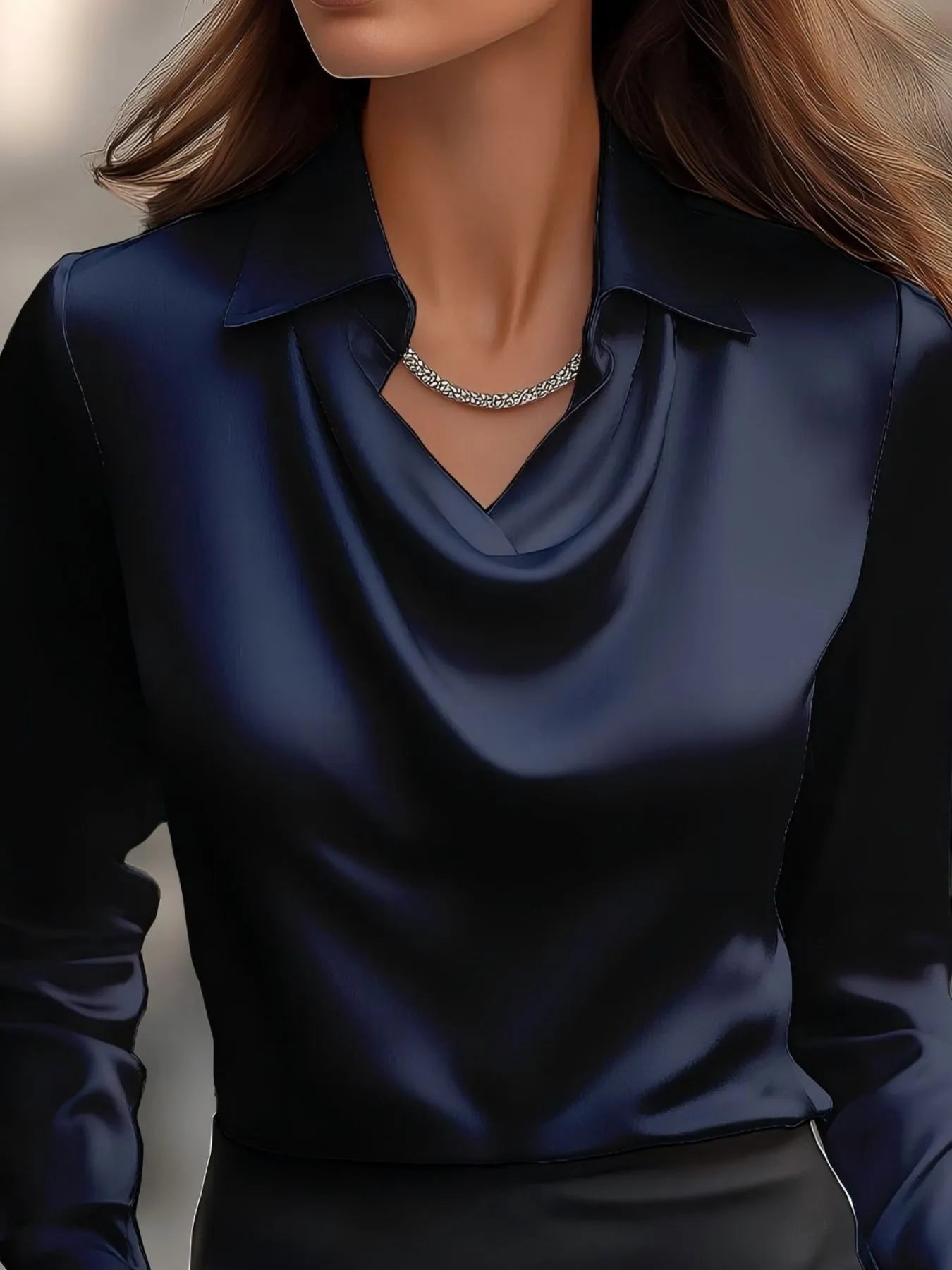 Full Size Collared Neck Long Sleeve Blouse Plus Size - Flip Flop Dynasty