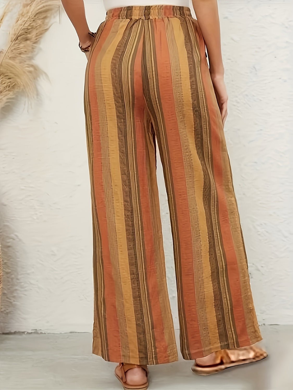 Full Size Drawstring Striped Wide Leg Pants - Flip Flop Dynasty