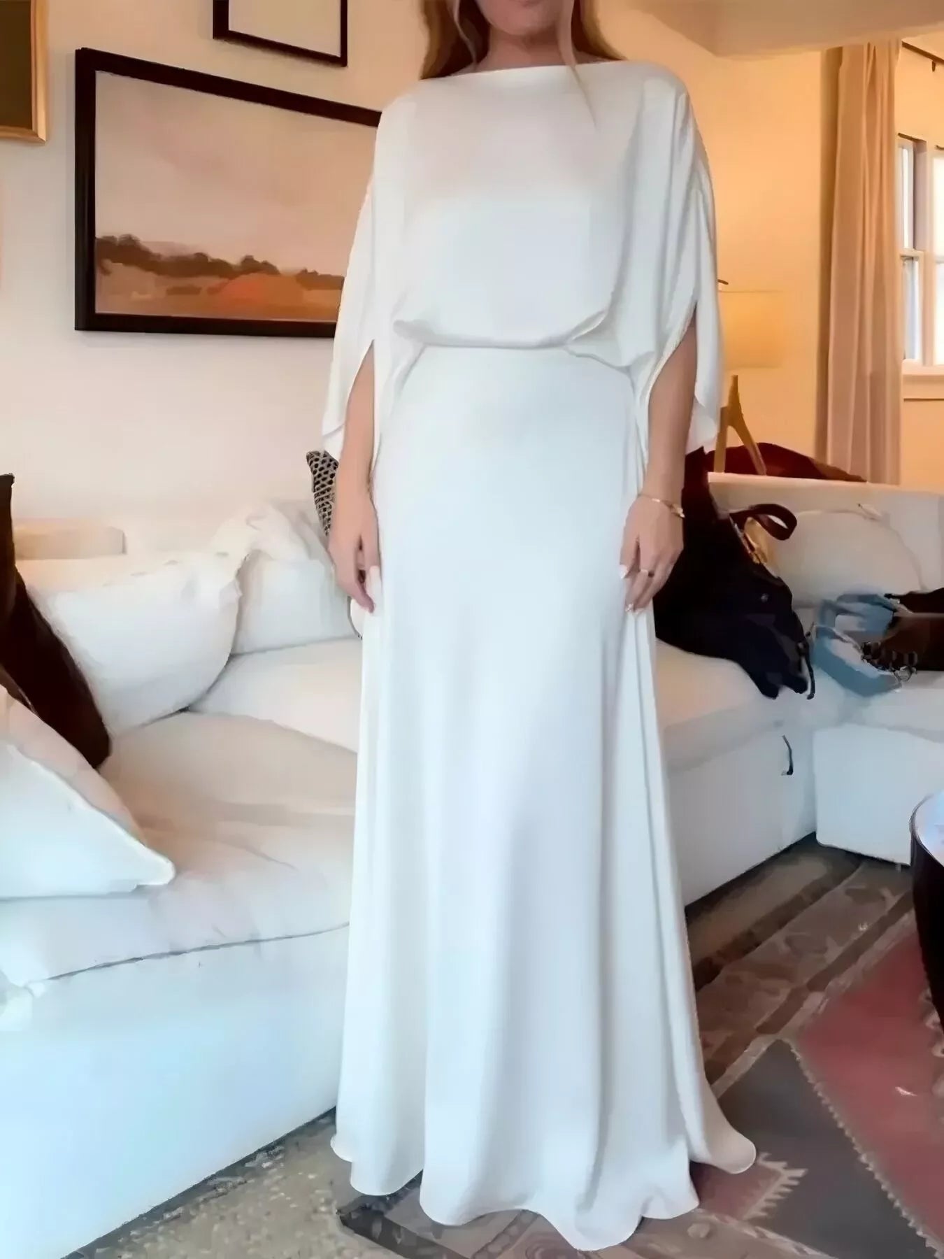 Full Size Elegant Batwing Sleeve Maxi Dress Plus Size - Flip Flop Dynasty