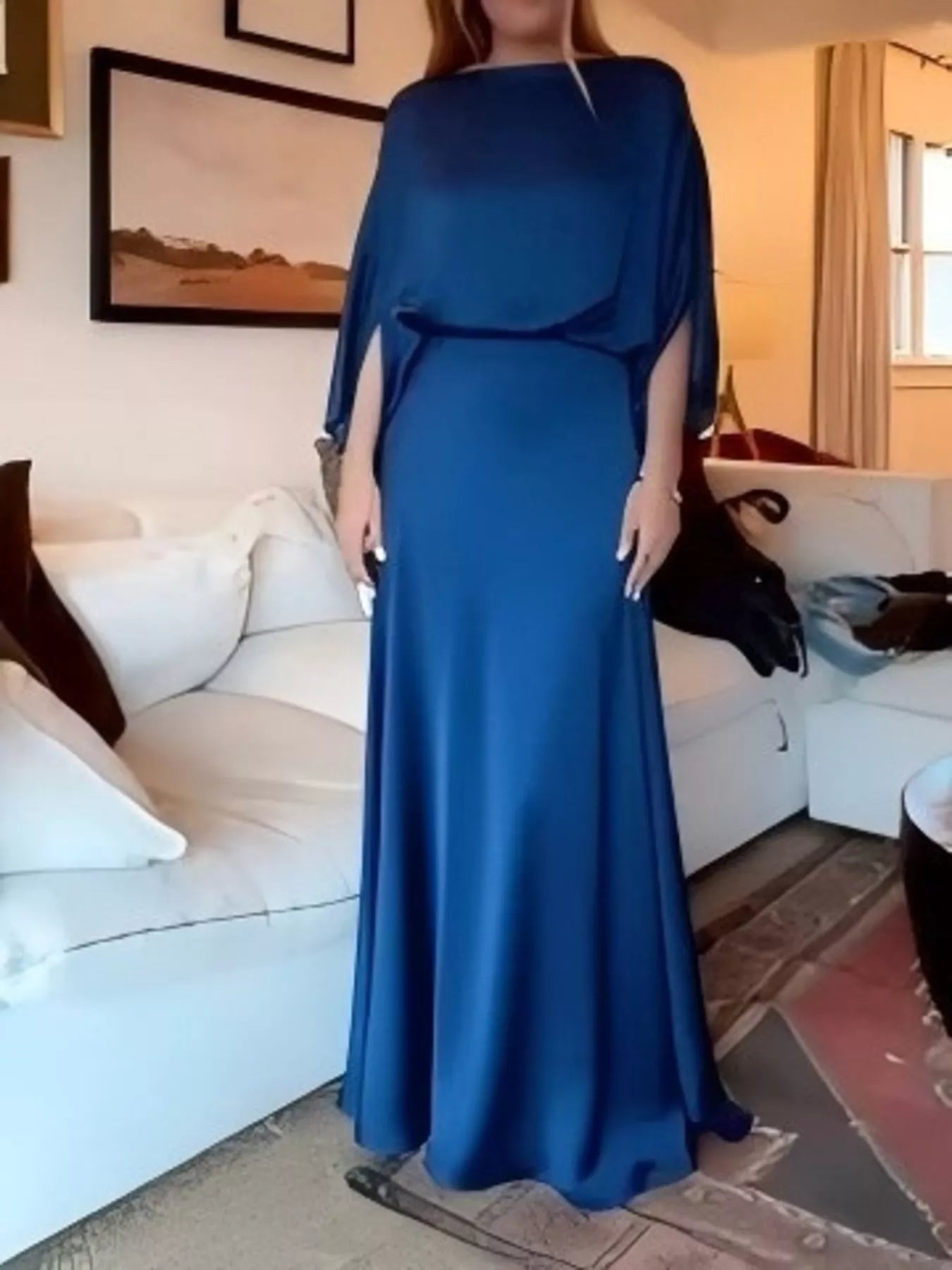 Full Size Elegant Batwing Sleeve Maxi Dress Plus Size - Flip Flop Dynasty