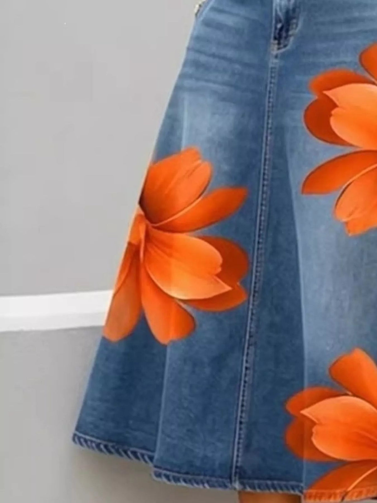 Full Size Floral Print A-Line Midi Skirt Plus Size - Flip Flop Dynasty