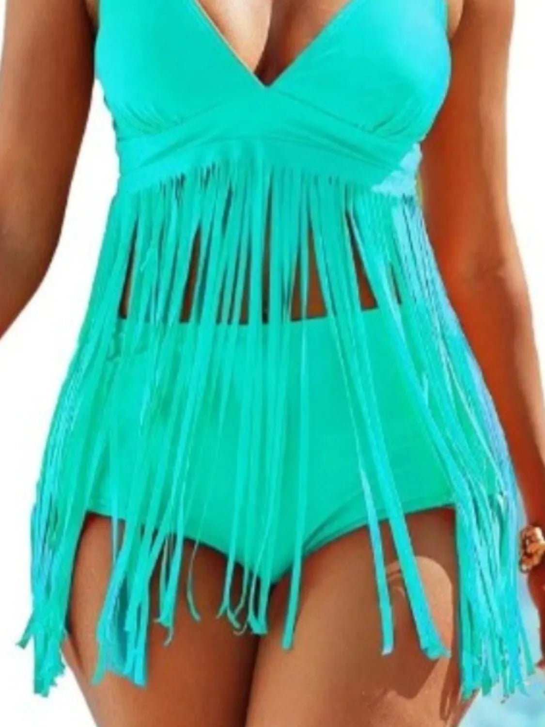 Full Size Fringe Plunge Swim Set Plus Size - Flip Flop Dynasty