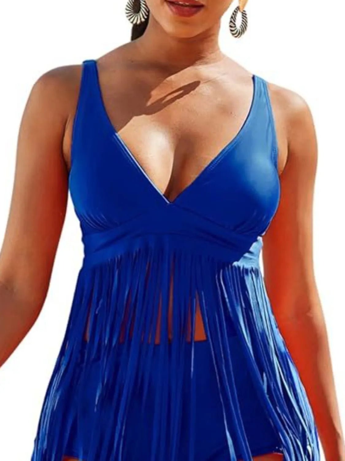 Full Size Fringe Plunge Swim Set Plus Size - Flip Flop Dynasty