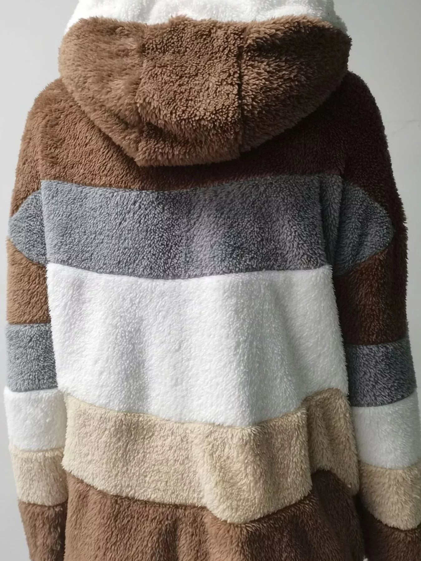 Full Size Fuzzy Zip Up Hooded Outerwear Plus Size - Flip Flop Dynasty