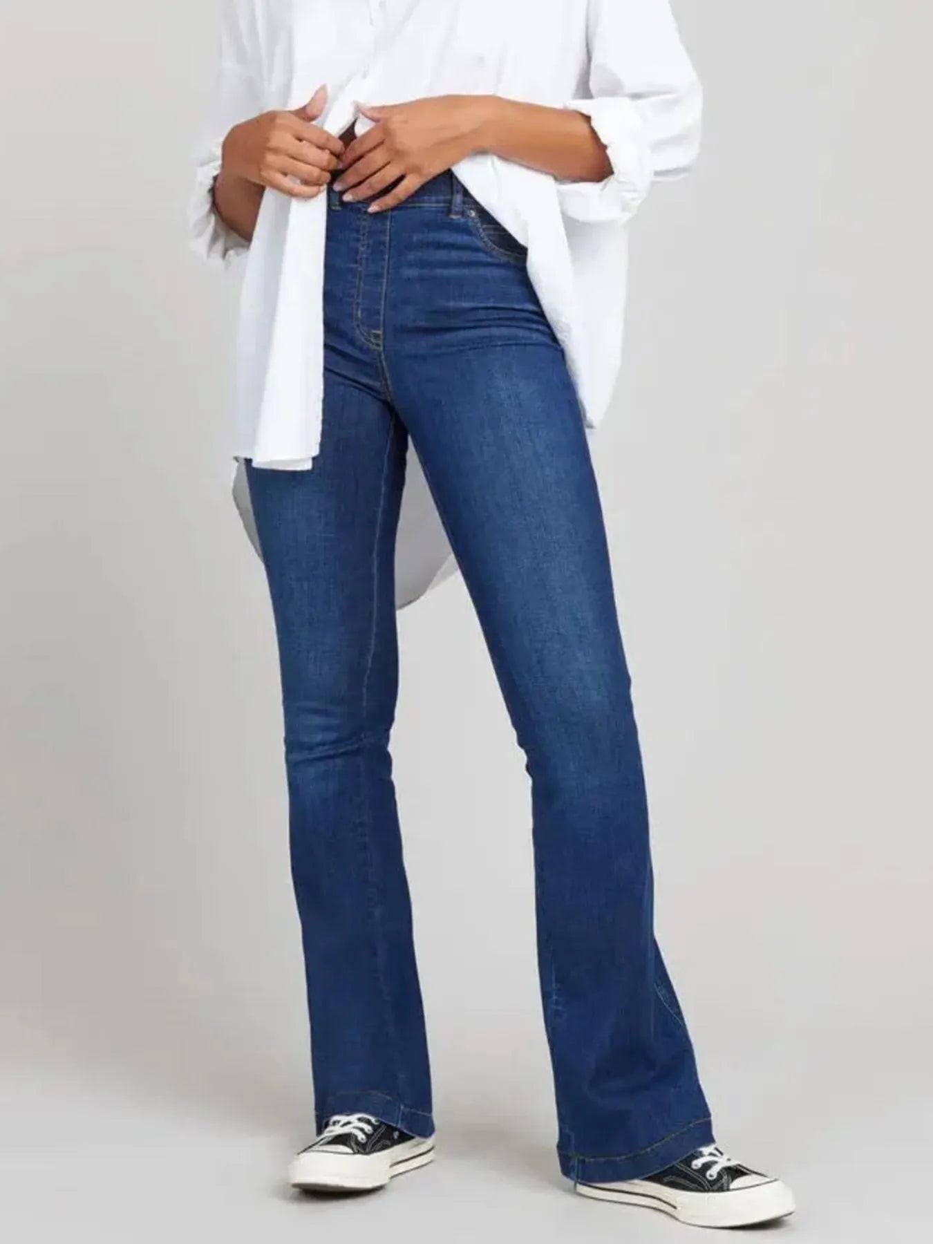 Full Size High - Waisted Flare Jeans Plus Size - Flip Flop Dynasty