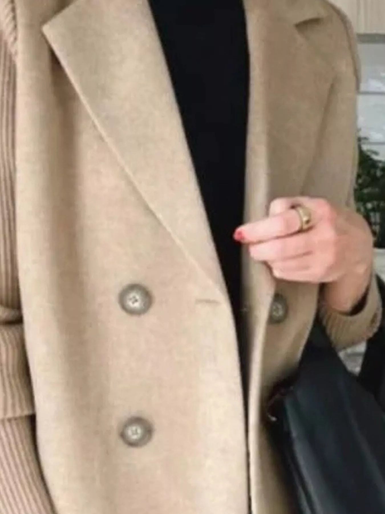 Full Size Knitted Sleeve Wool Blend Double - Breasted Blazer Plus Size - Flip Flop Dynasty