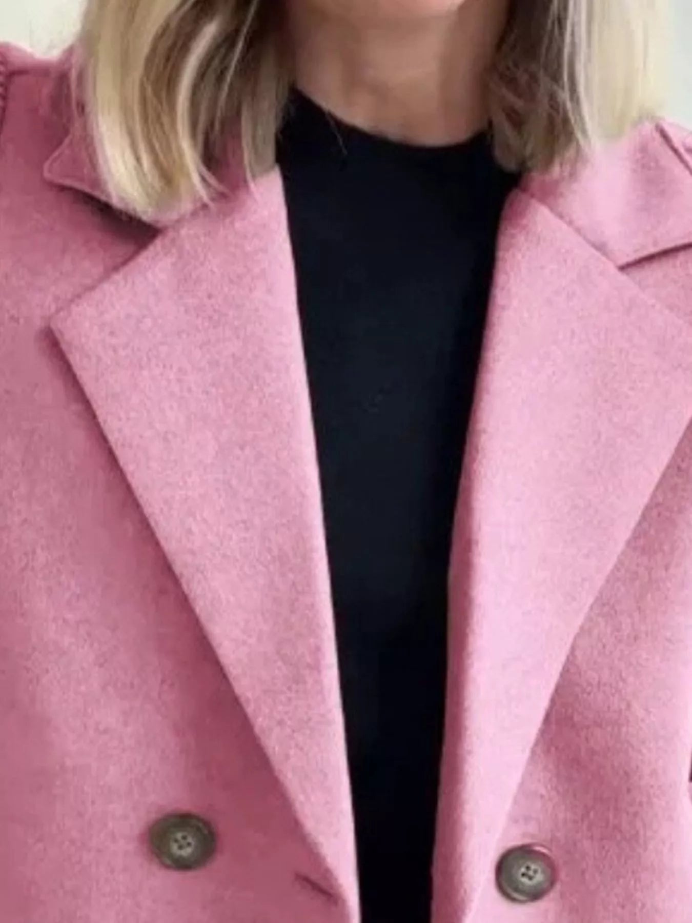 Full Size Knitted Sleeve Wool Blend Double - Breasted Blazer Plus Size - Flip Flop Dynasty