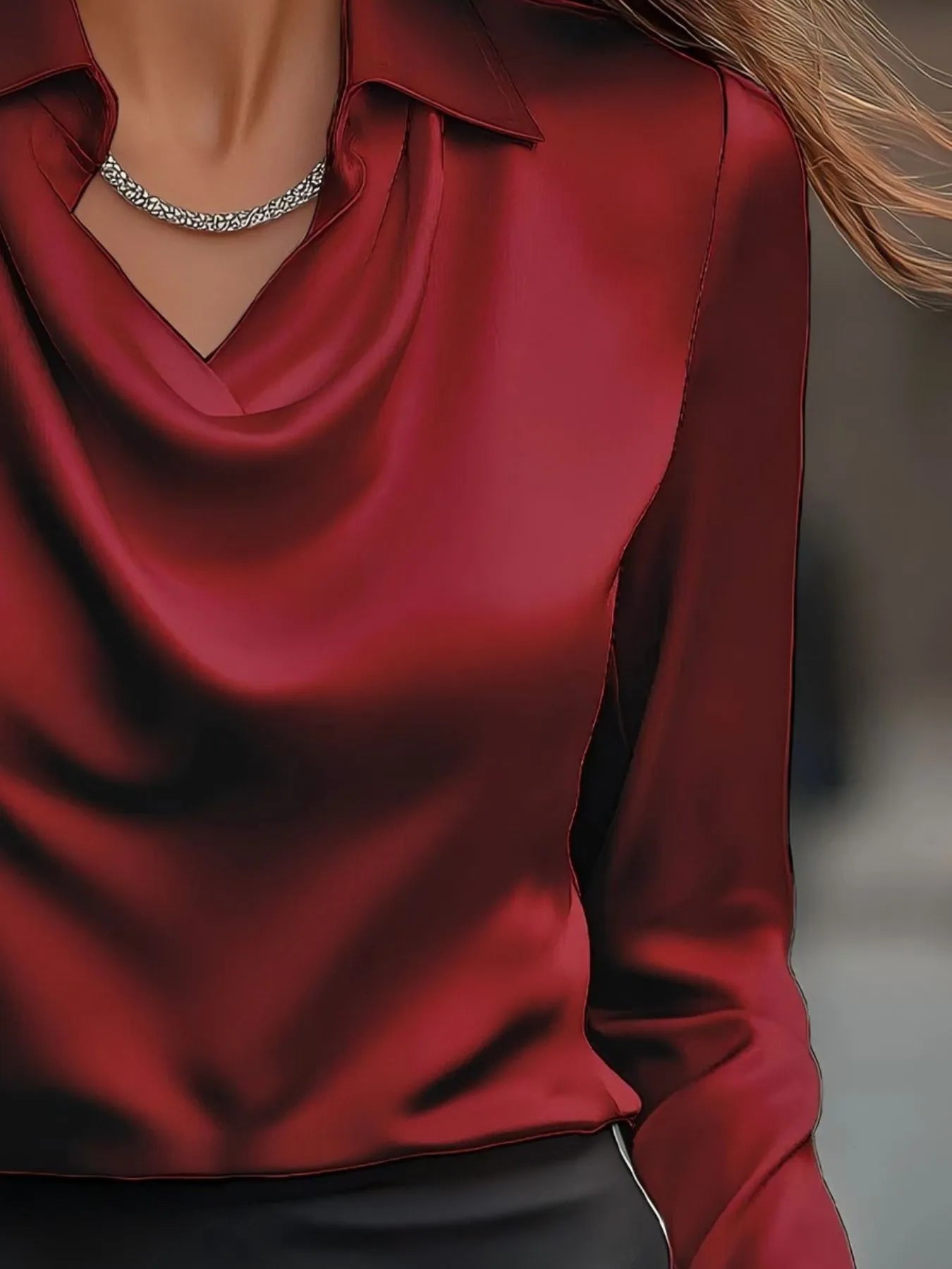Full Size Long Sleeve Blouse with Collar Plus Size - Flip Flop Dynasty