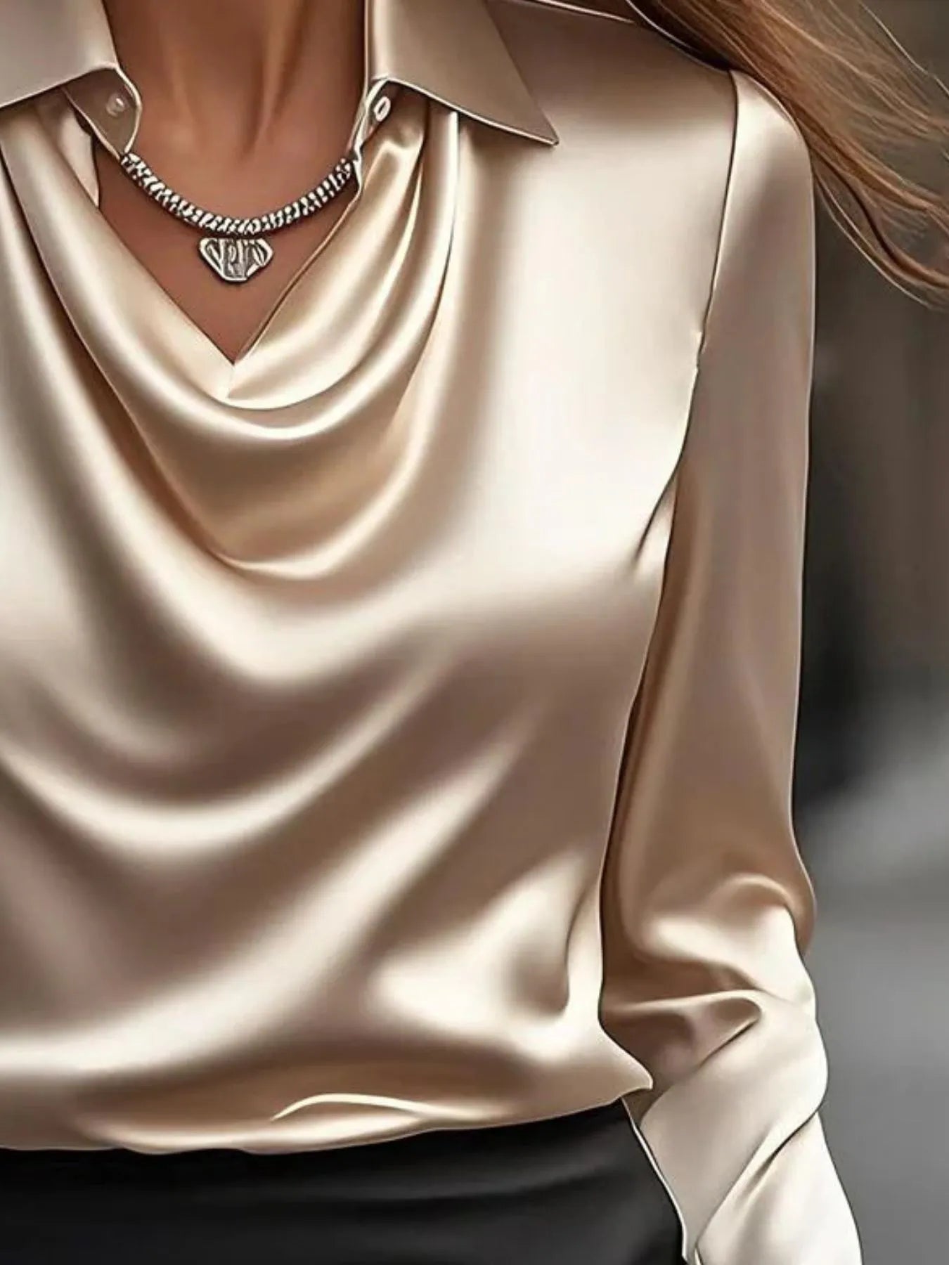 Full Size Long Sleeve Blouse with Collar Plus Size - Flip Flop Dynasty