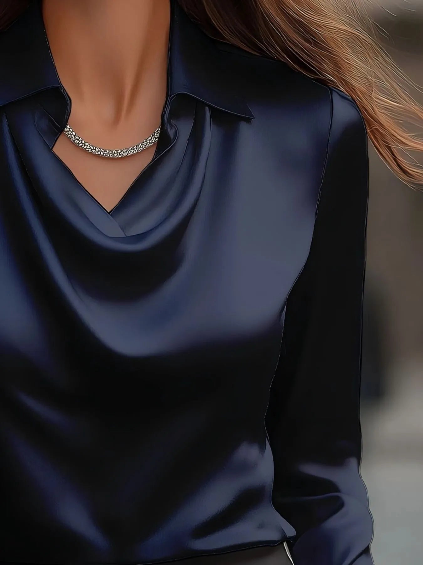 Full Size Long Sleeve Blouse with Collar Plus Size - Flip Flop Dynasty