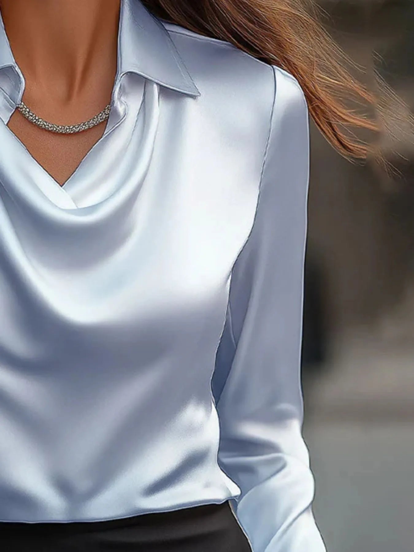 Full Size Long Sleeve Blouse with Collar Plus Size - Flip Flop Dynasty