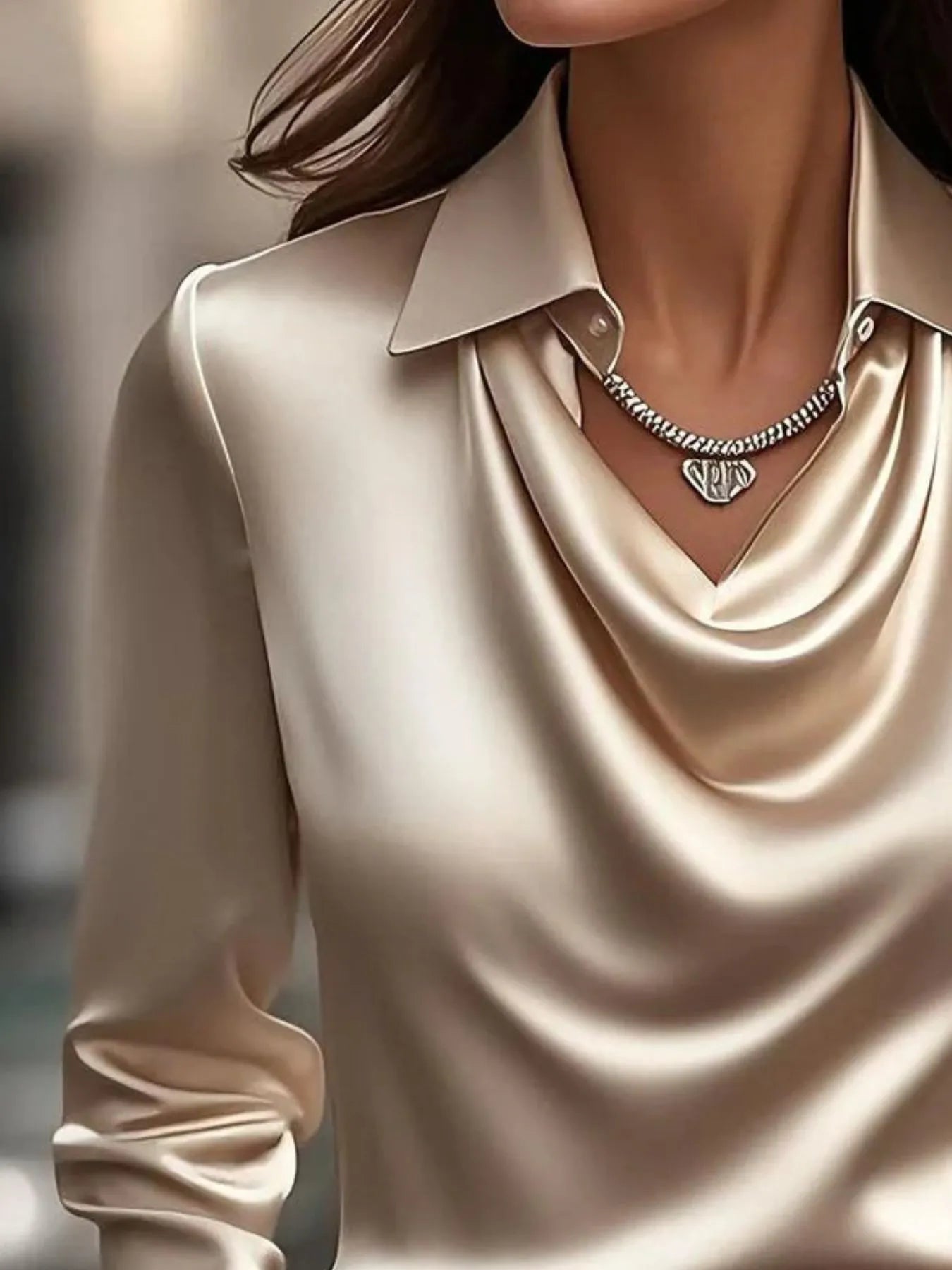 Full Size Long Sleeve Blouse with Collar Plus Size - Flip Flop Dynasty