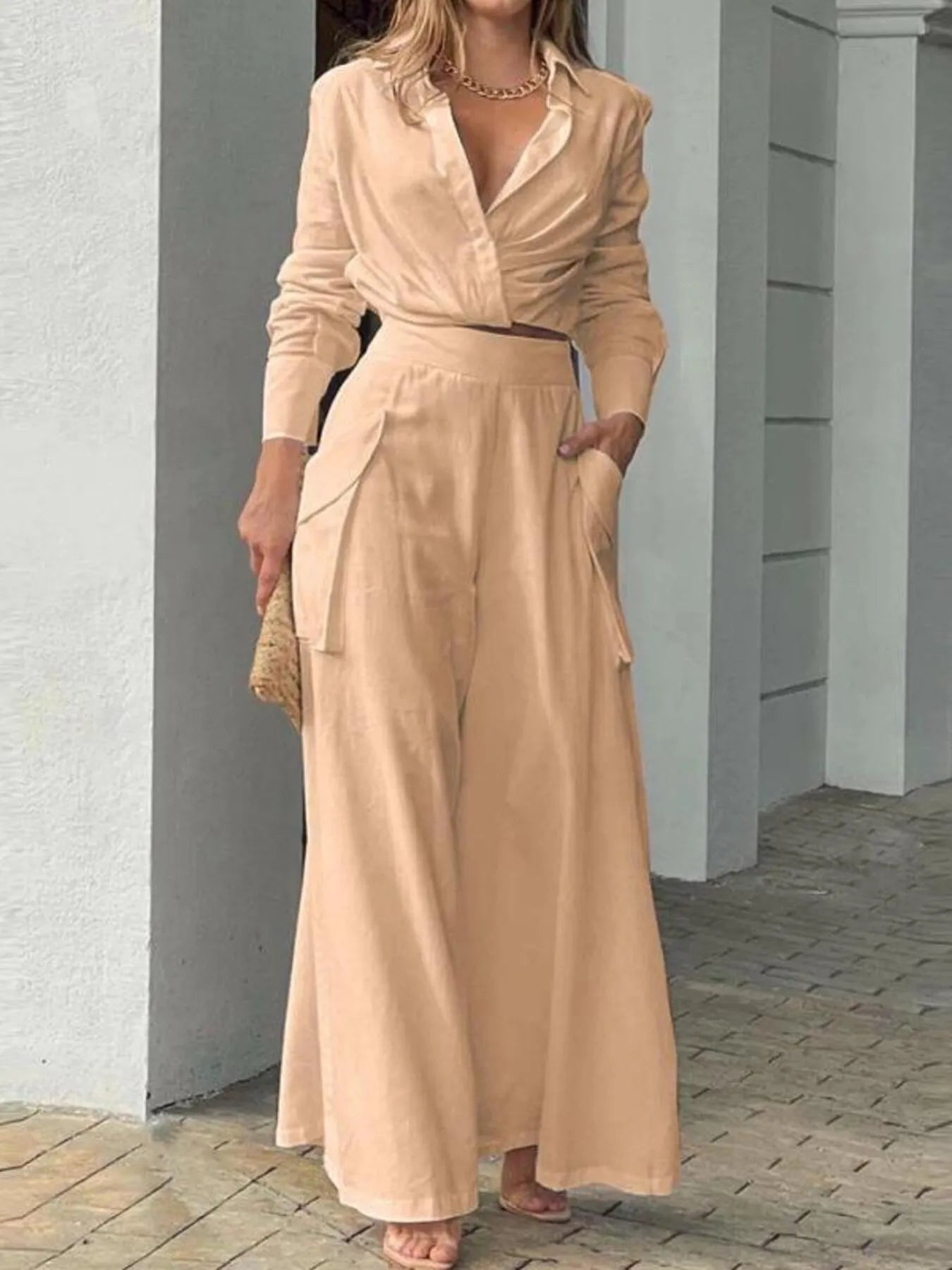 Full Size Long Sleeve Top and Pants Set Plus Size - Flip Flop Dynasty