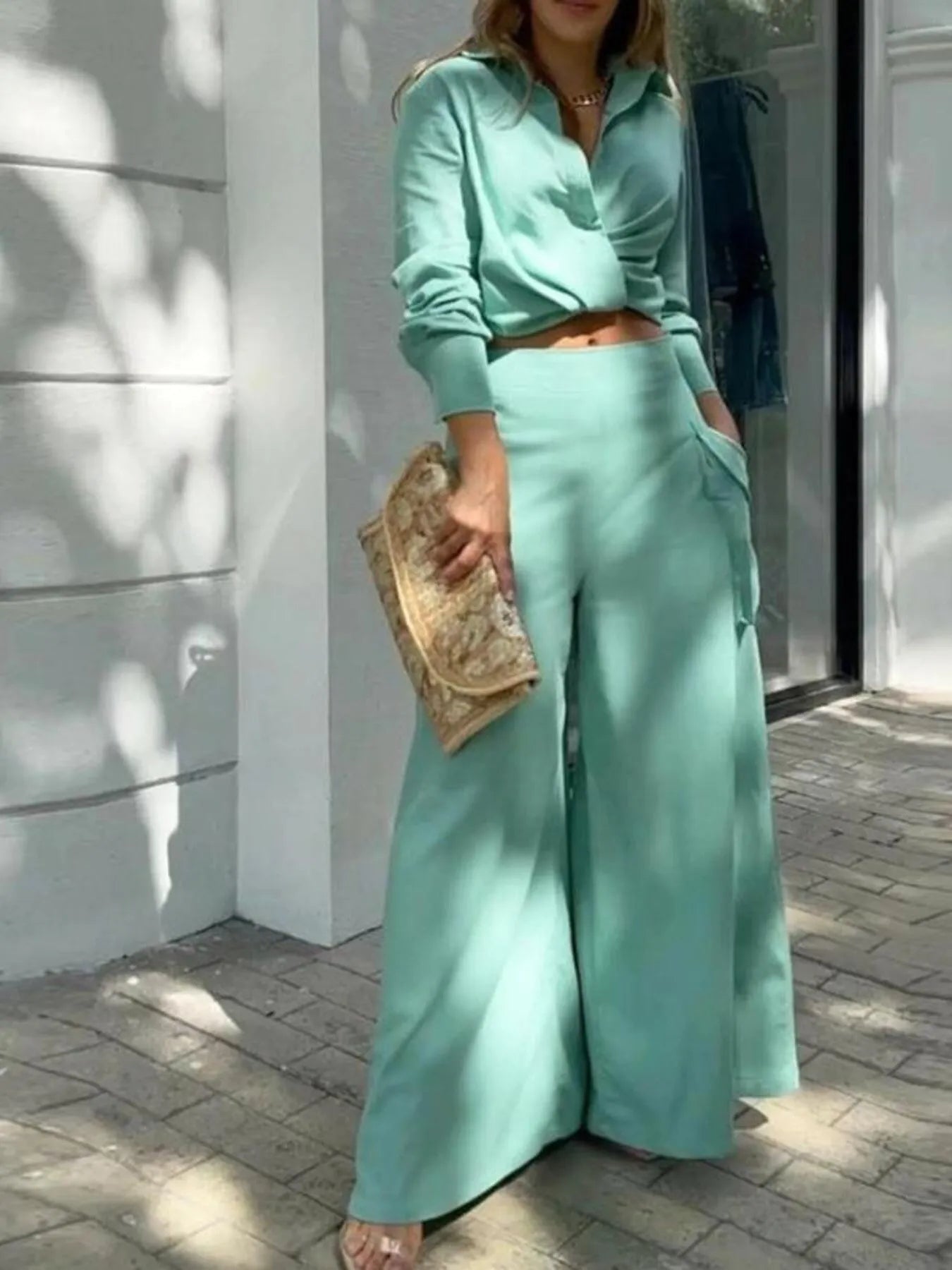 Full Size Long Sleeve Top and Pants Set Plus Size - Flip Flop Dynasty