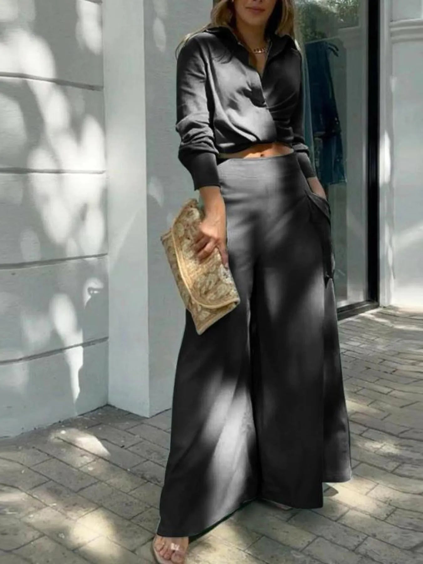 Full Size Long Sleeve Top and Pants Set Plus Size - Flip Flop Dynasty