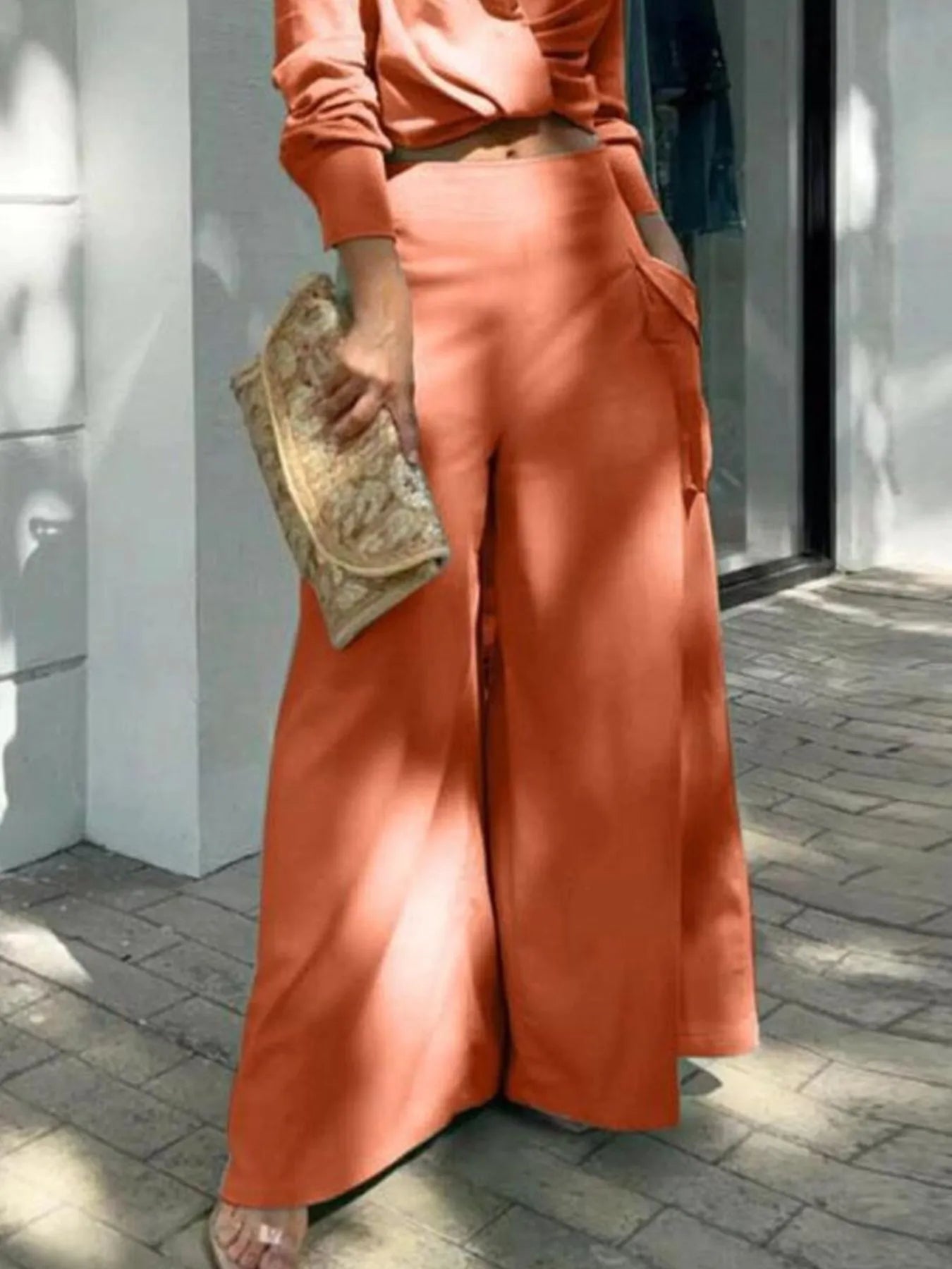 Full Size Long Sleeve Top and Pants Set Plus Size - Flip Flop Dynasty