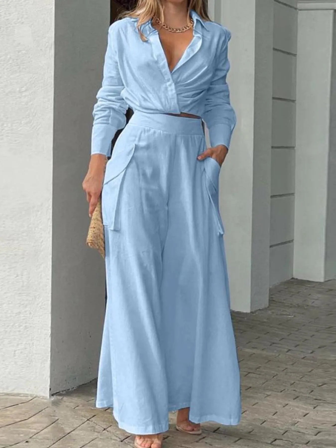 Full Size Long Sleeve Top and Pants Set Plus Size - Flip Flop Dynasty