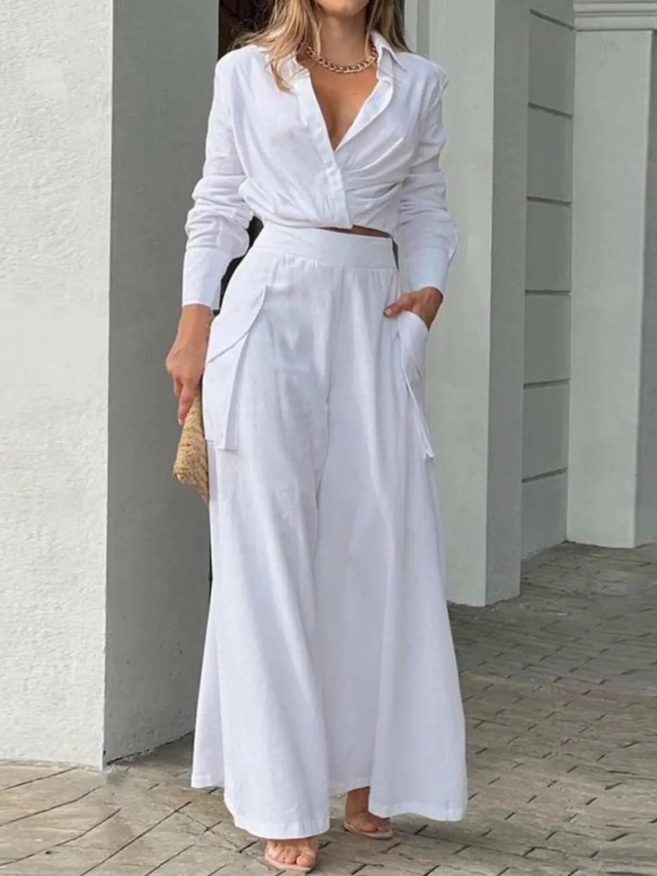 Full Size Long Sleeve Top and Pants Set Plus Size - Flip Flop Dynasty
