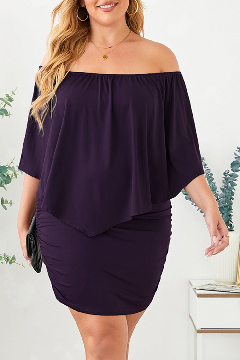 Full Size Off - Shoulder Half Sleeve Dress - Flip Flop Dynasty