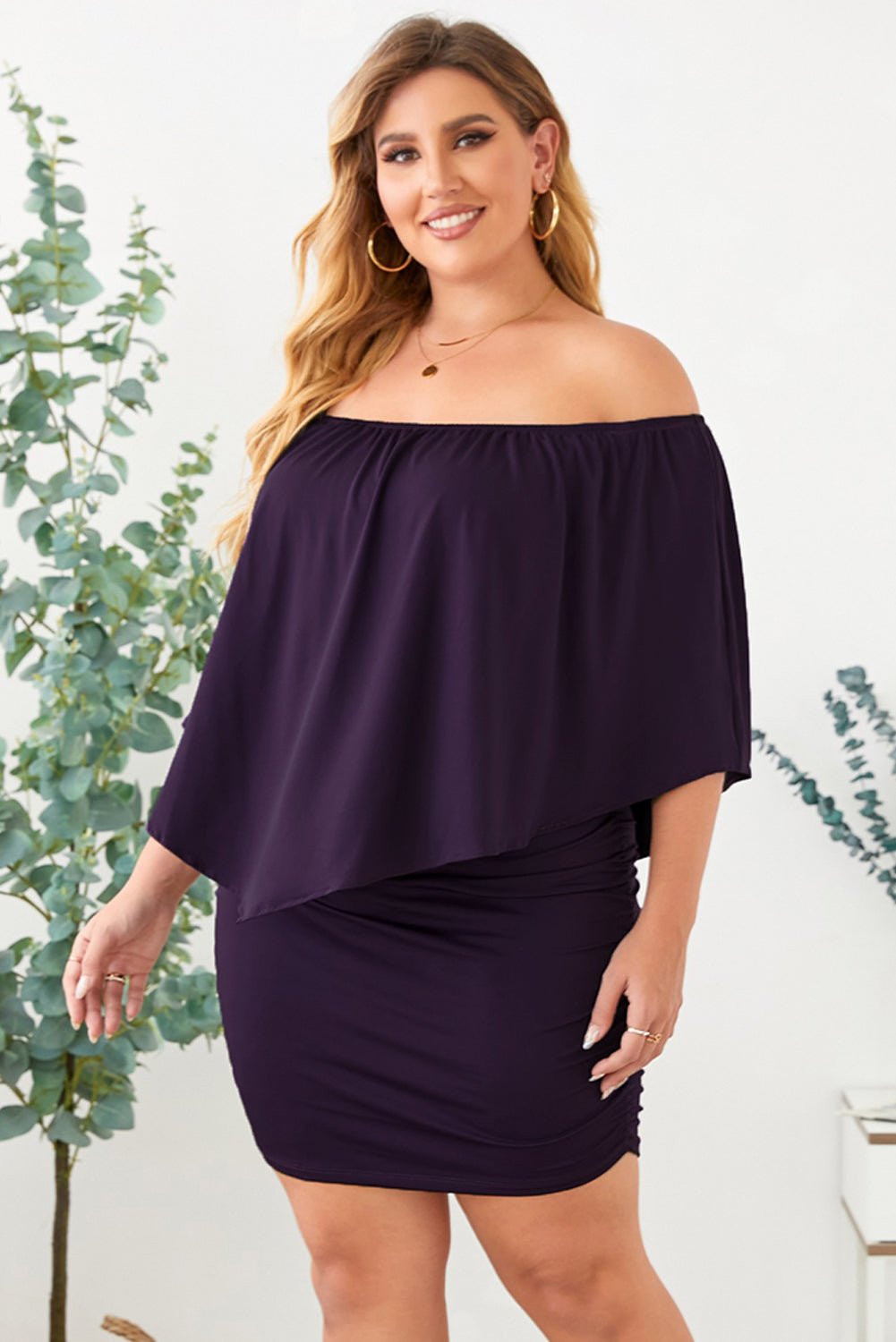 Full Size Off - Shoulder Half Sleeve Dress - Flip Flop Dynasty