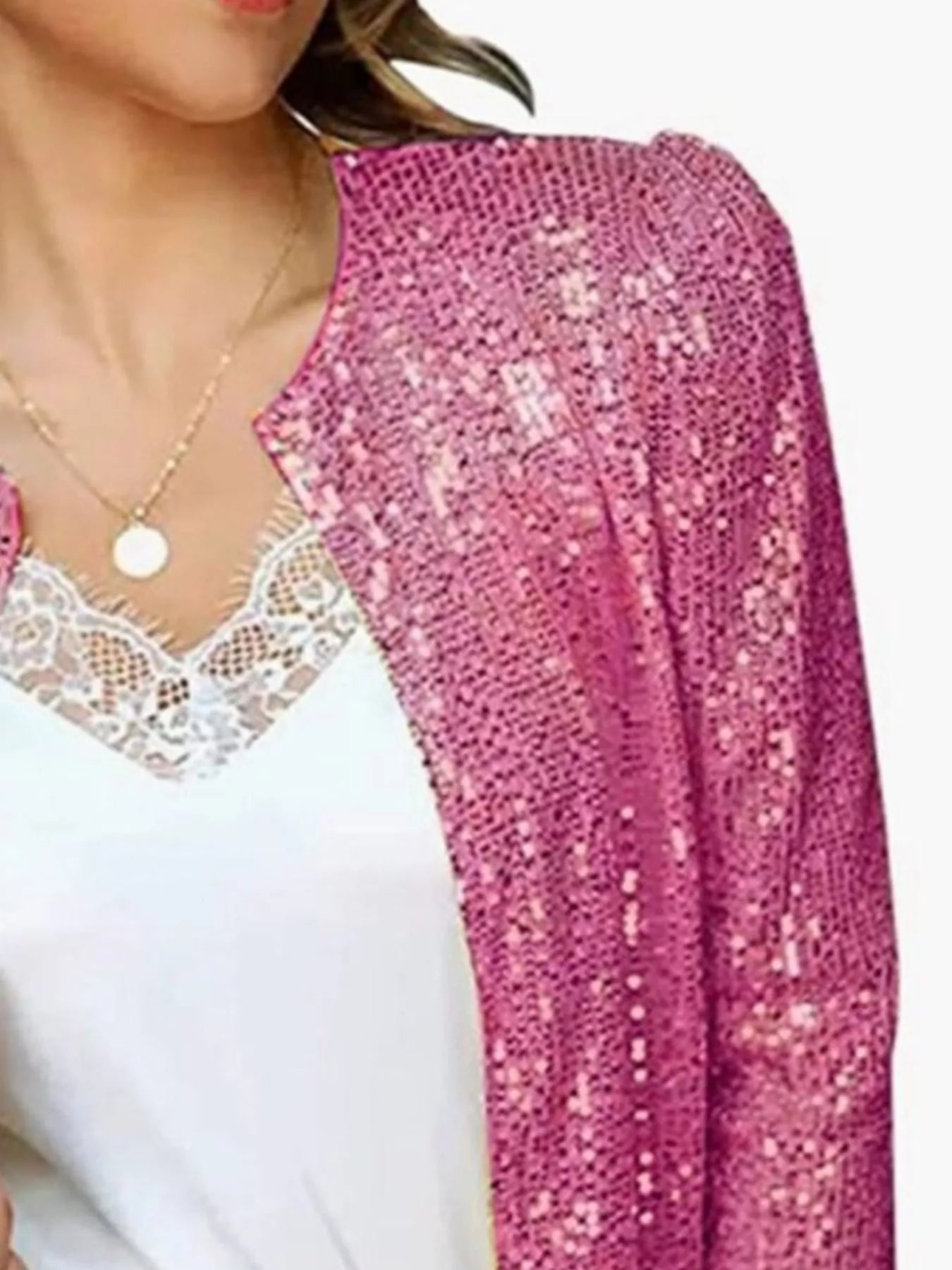 Full Size Sequin Long Sleeve Jacket Plus Size - Flip Flop Dynasty