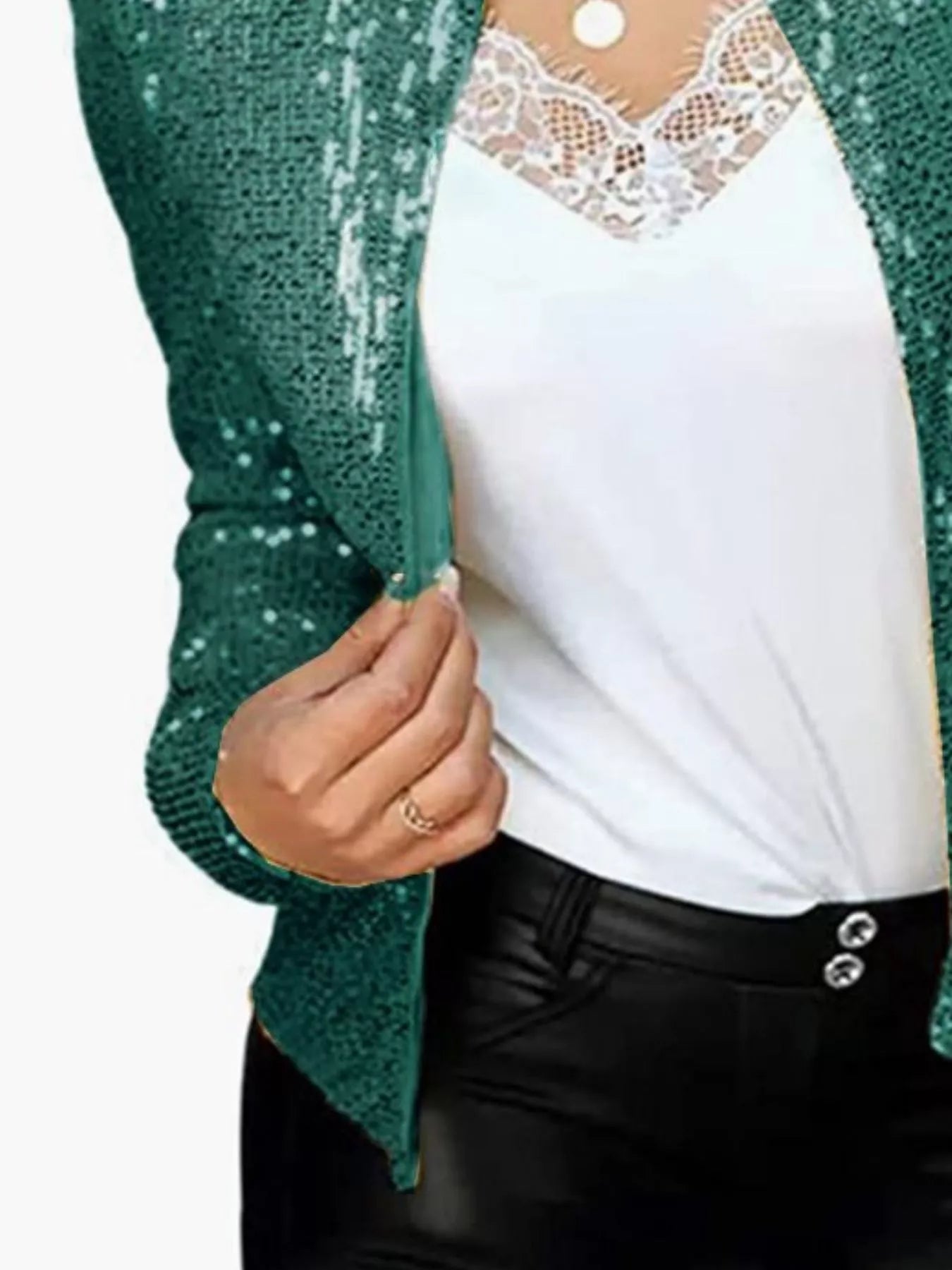 Full Size Sequin Long Sleeve Jacket Plus Size - Flip Flop Dynasty