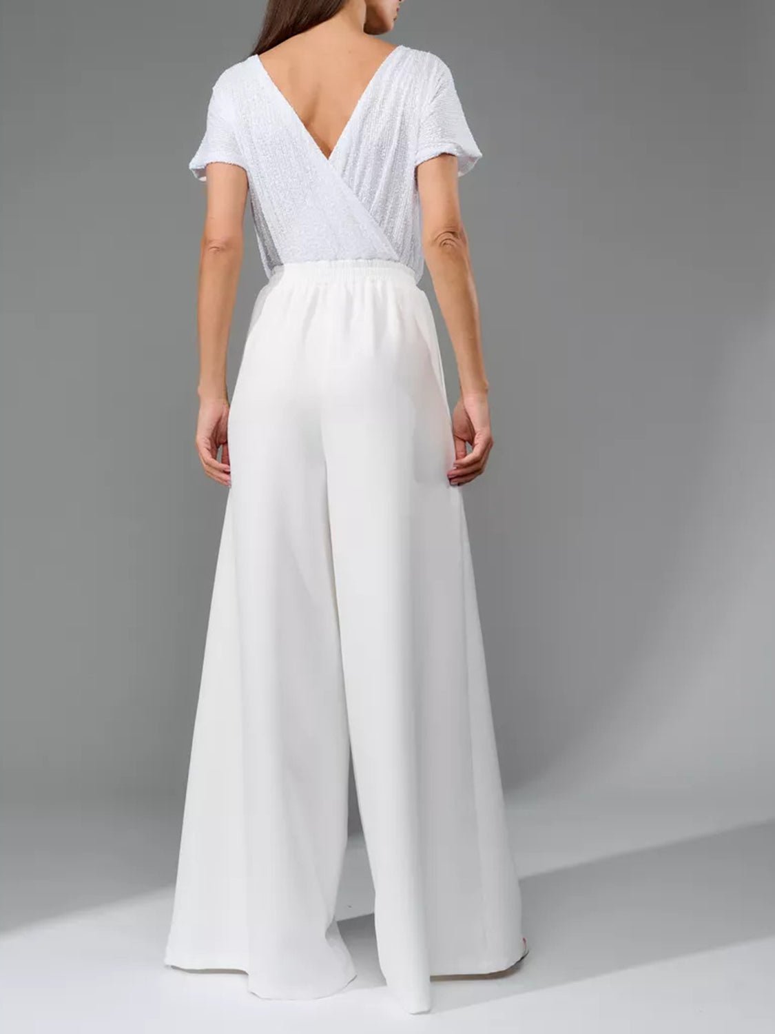 Full Size Sequin Round Neck Short Sleeve Wide Leg Jumpsuit - Flip Flop Dynasty