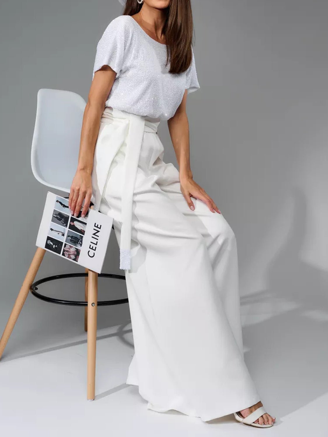 Full Size Sequin Round Neck Short Sleeve Wide Leg Jumpsuit - Flip Flop Dynasty