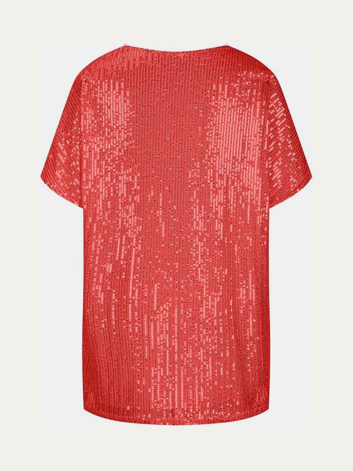 Full Size Sequin V - Neck Short Sleeve Top - Flip Flop Dynasty