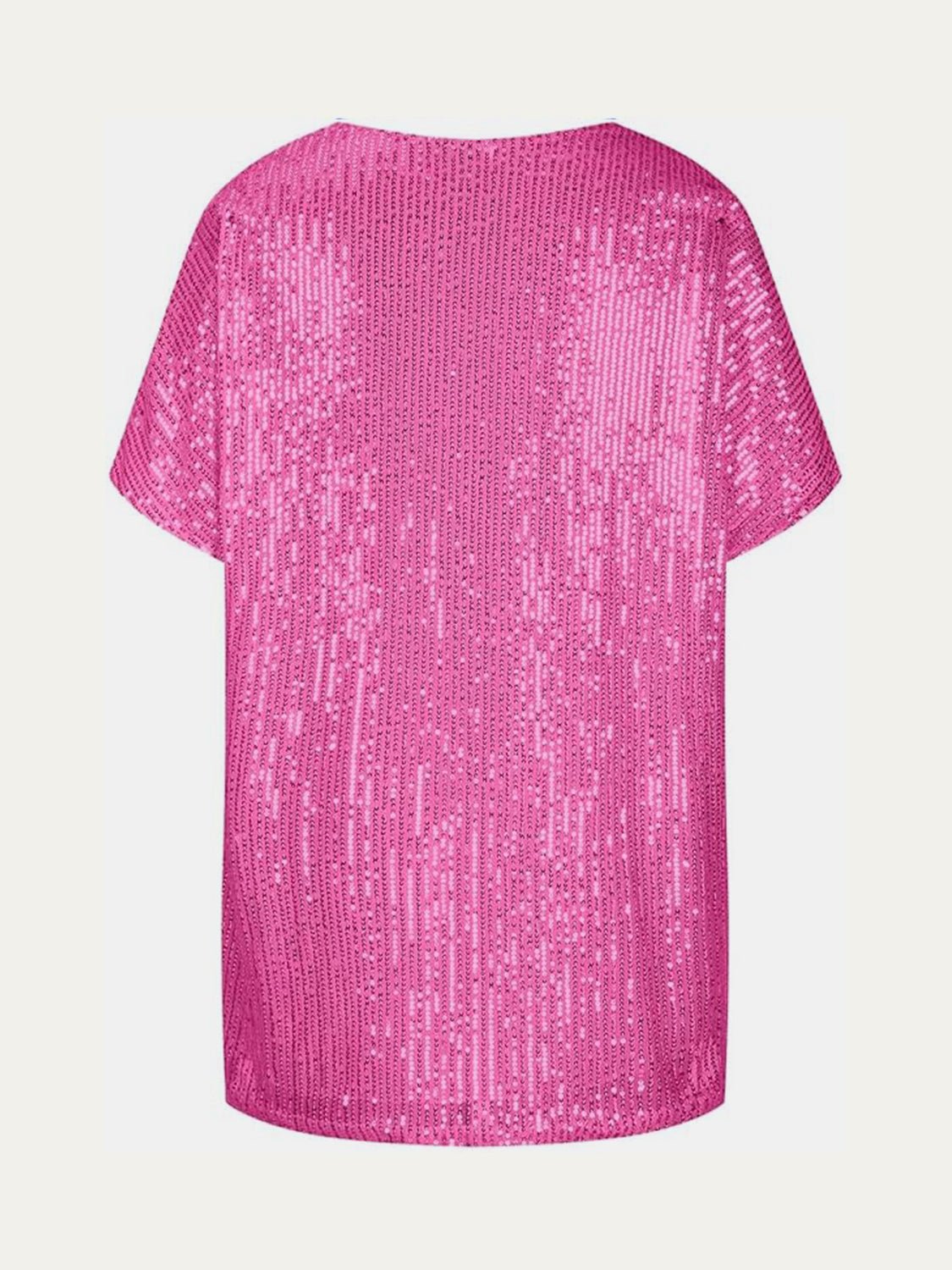 Full Size Sequin V - Neck Short Sleeve Top - Flip Flop Dynasty