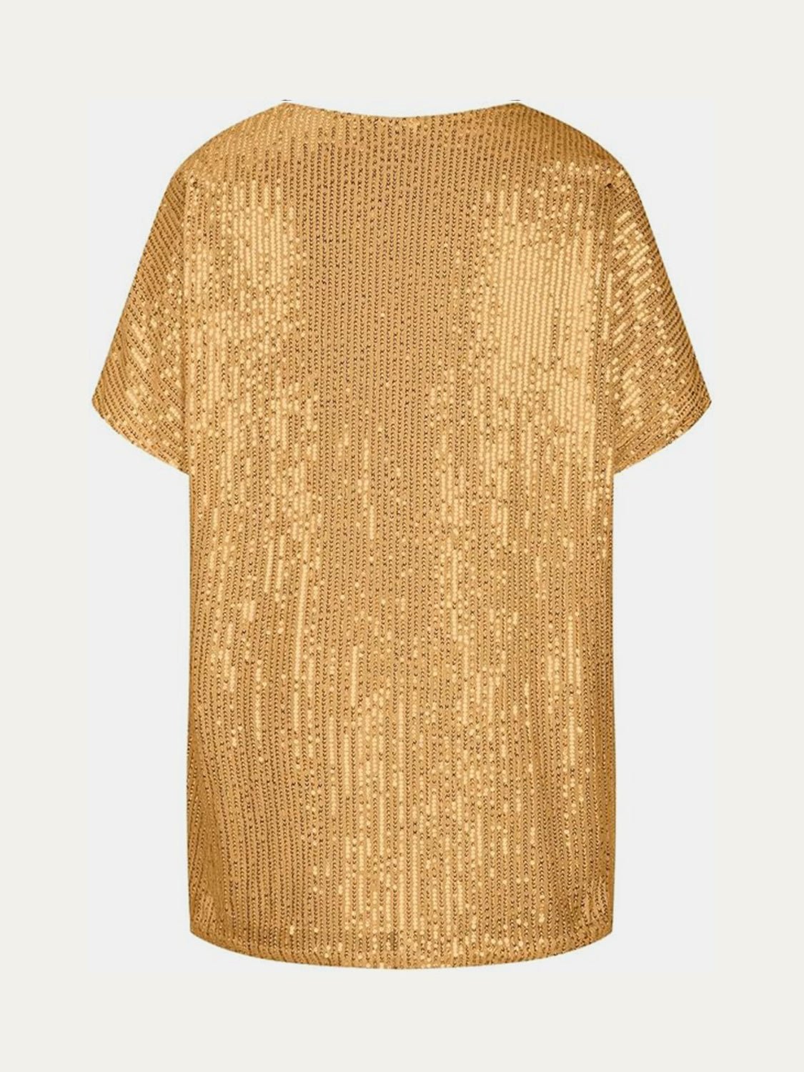 Full Size Sequin V - Neck Short Sleeve Top - Flip Flop Dynasty