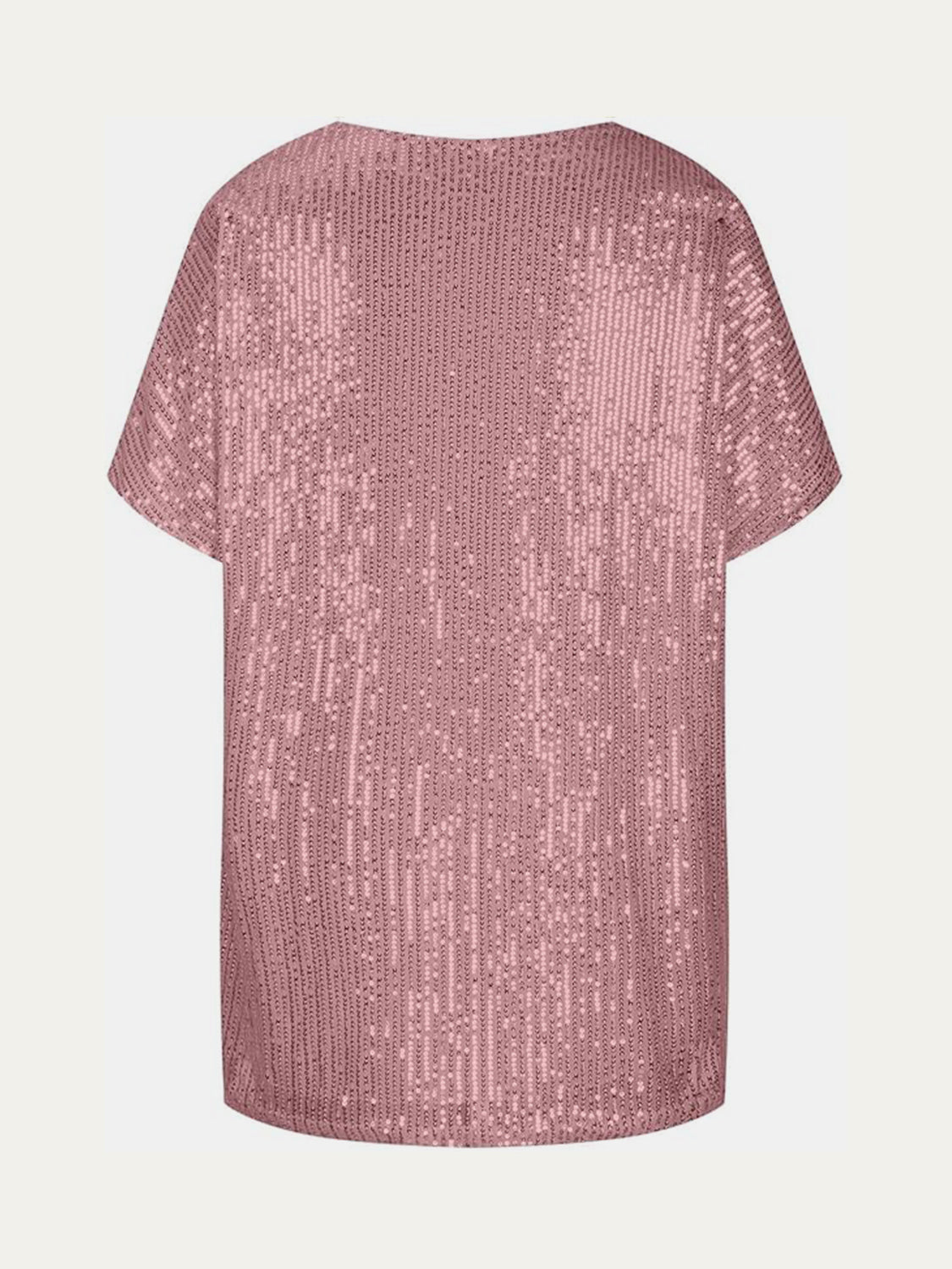 Full Size Sequin V - Neck Short Sleeve Top - Flip Flop Dynasty