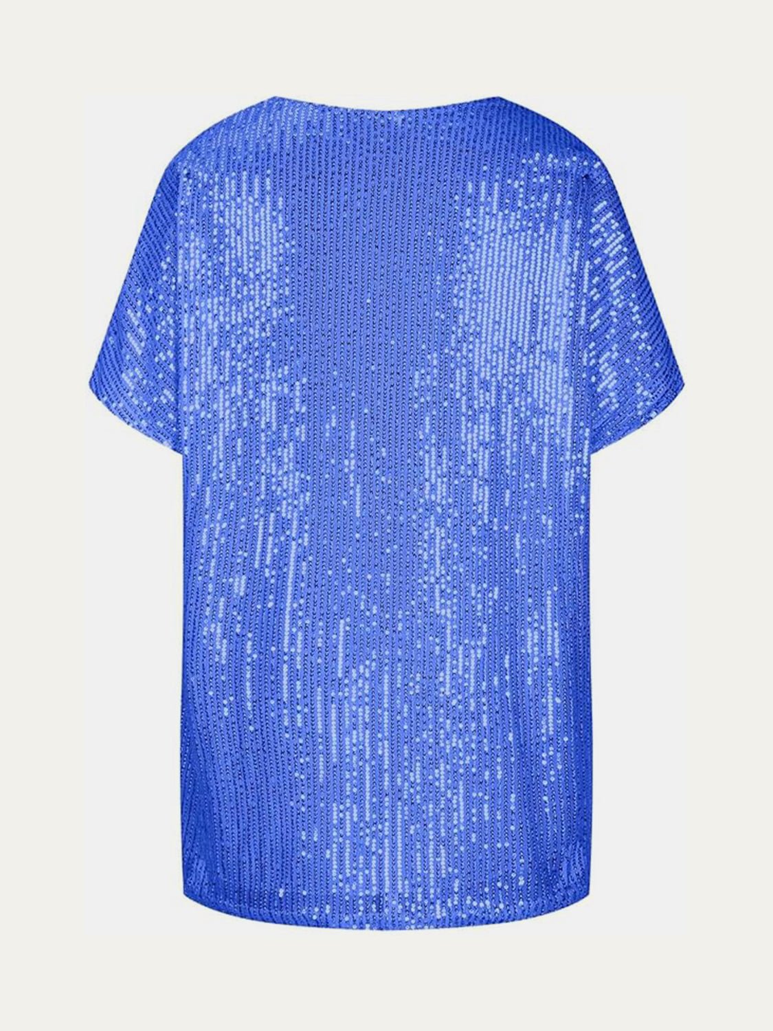 Full Size Sequin V - Neck Short Sleeve Top - Flip Flop Dynasty