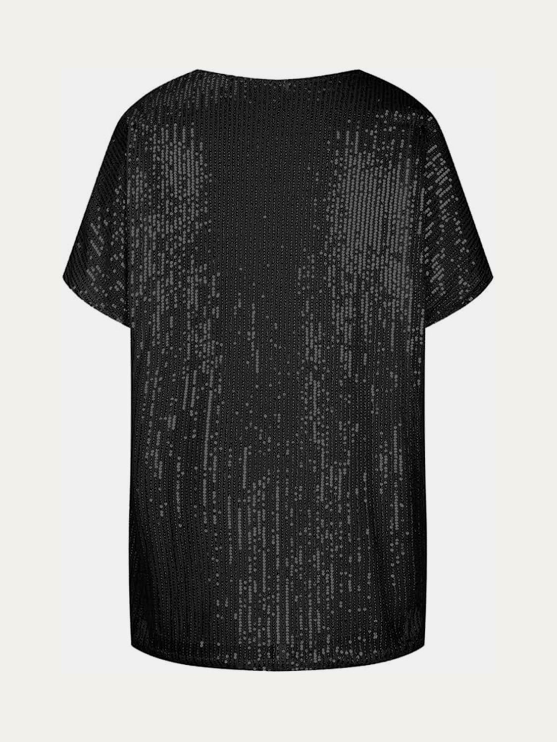 Full Size Sequin V - Neck Short Sleeve Top - Flip Flop Dynasty